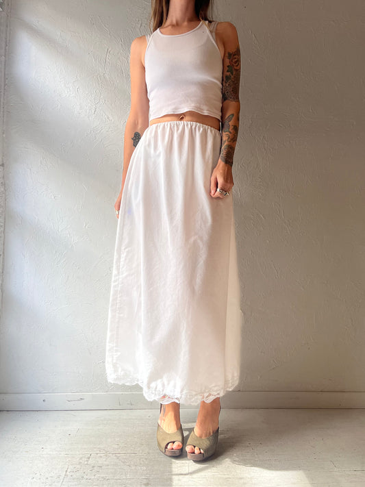 Vintage Handmade White Cotton Maxi Skirt / Small