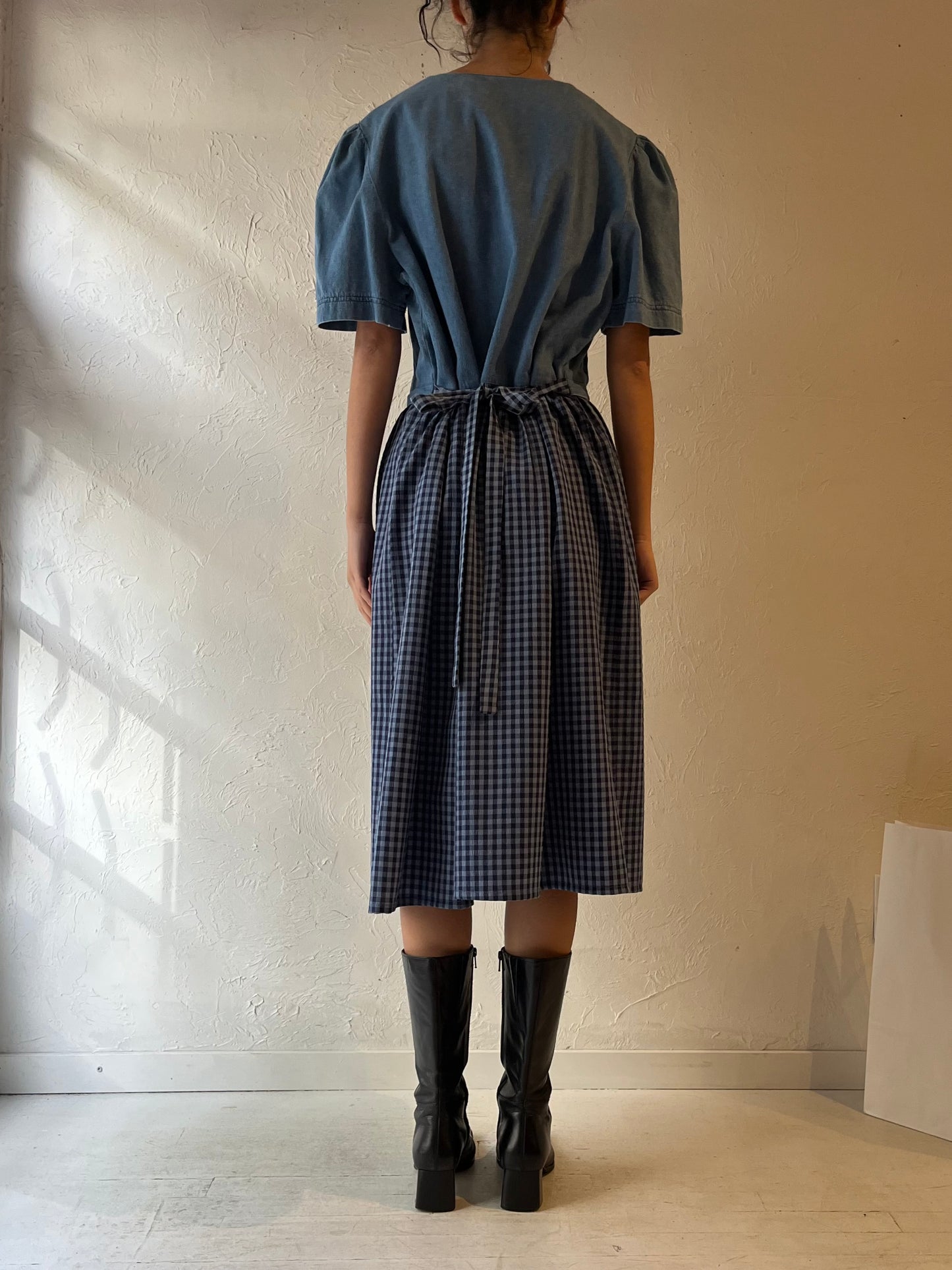 90s ‘Plaza South’ Denim Midi Dress / XL