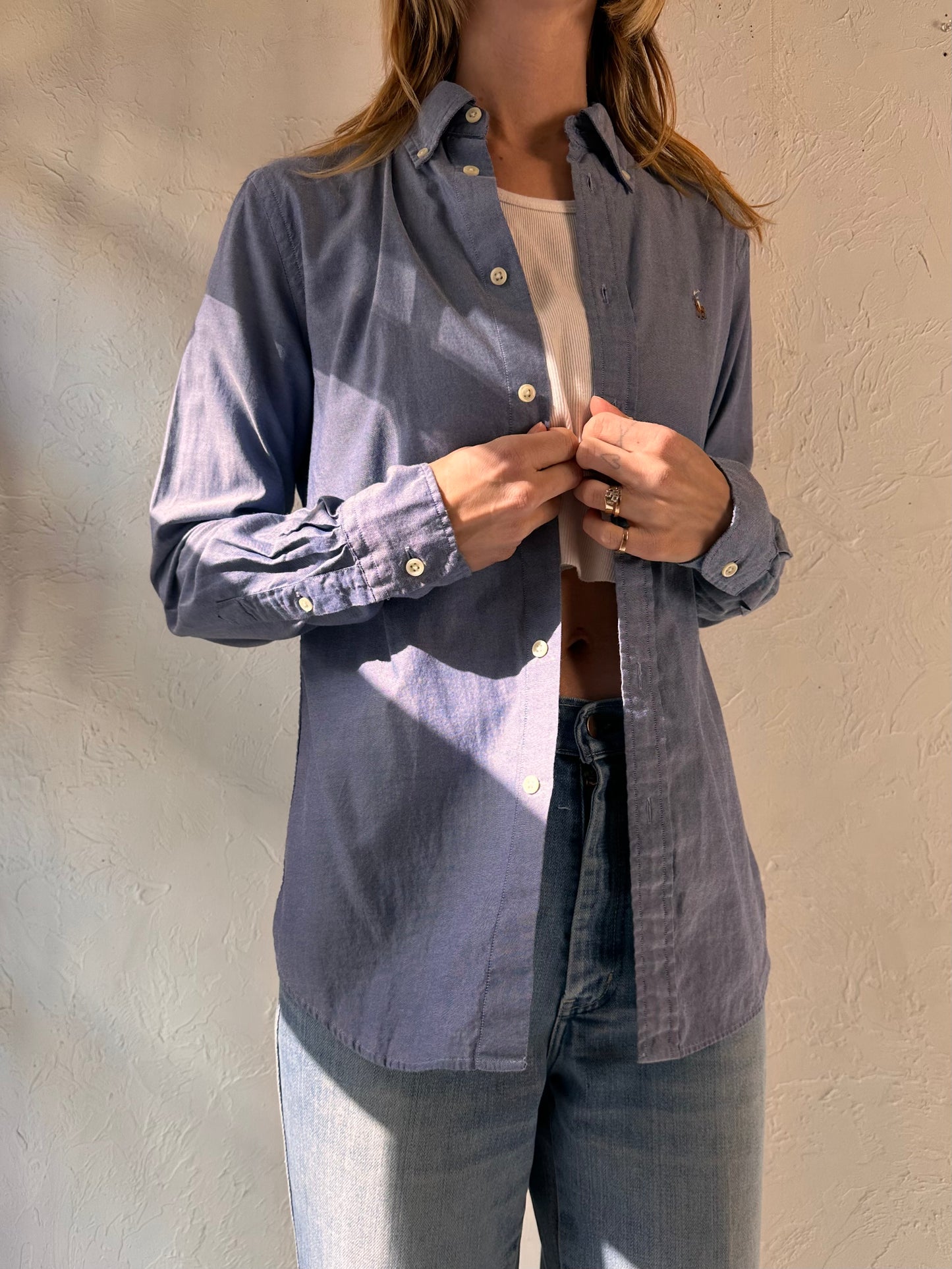 Y2k 'Ralph Lauren' Blue Button Up Shirt / Small