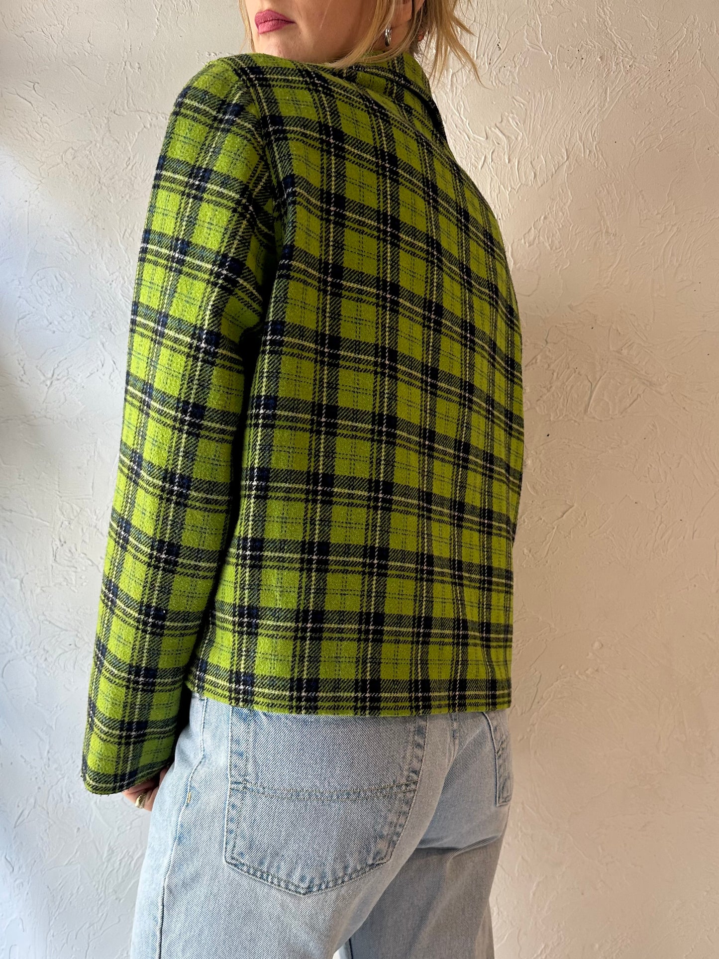 90s 'Maurices' Green Plaid Jacket / Medium