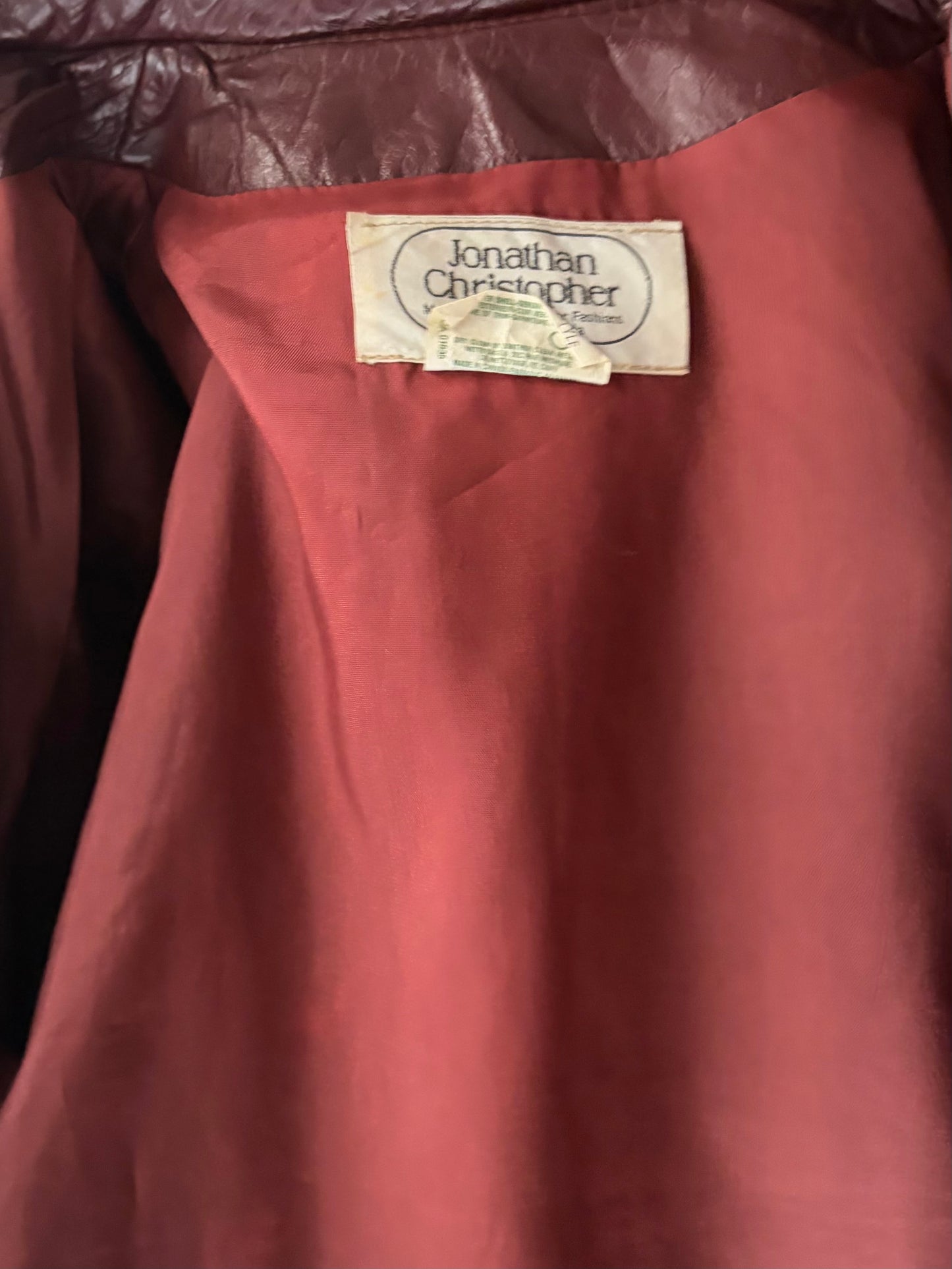 70s 'Jonathan Christopher' Burgundy Leather Bomber Jacket / Medium