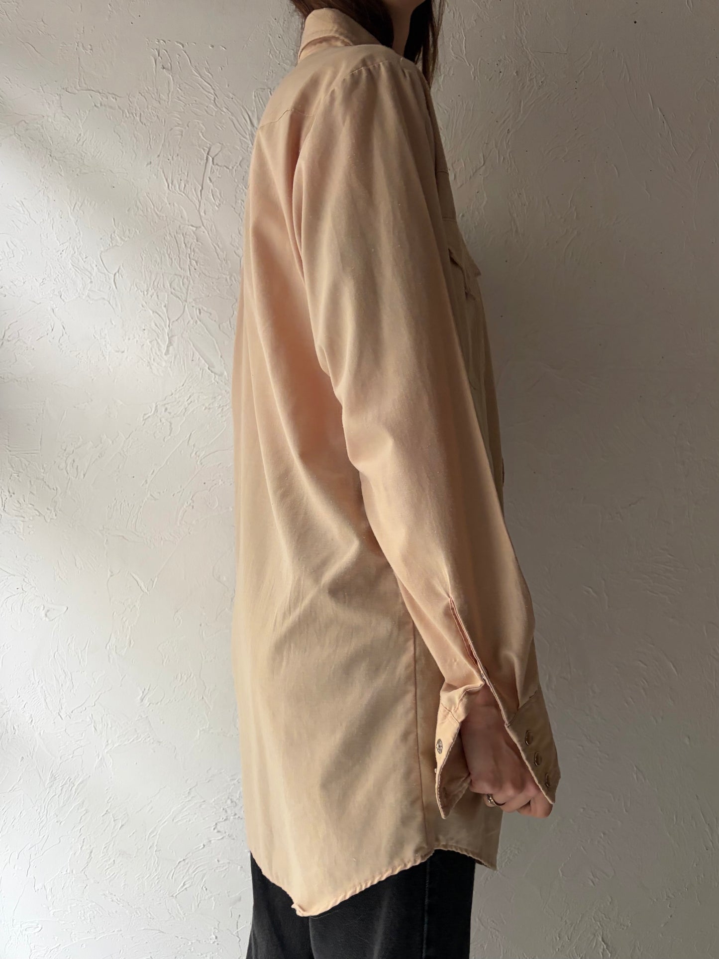 80s 'Western's Best' Tan Western Snap Up Cowboy Work Wear Shirt / Large