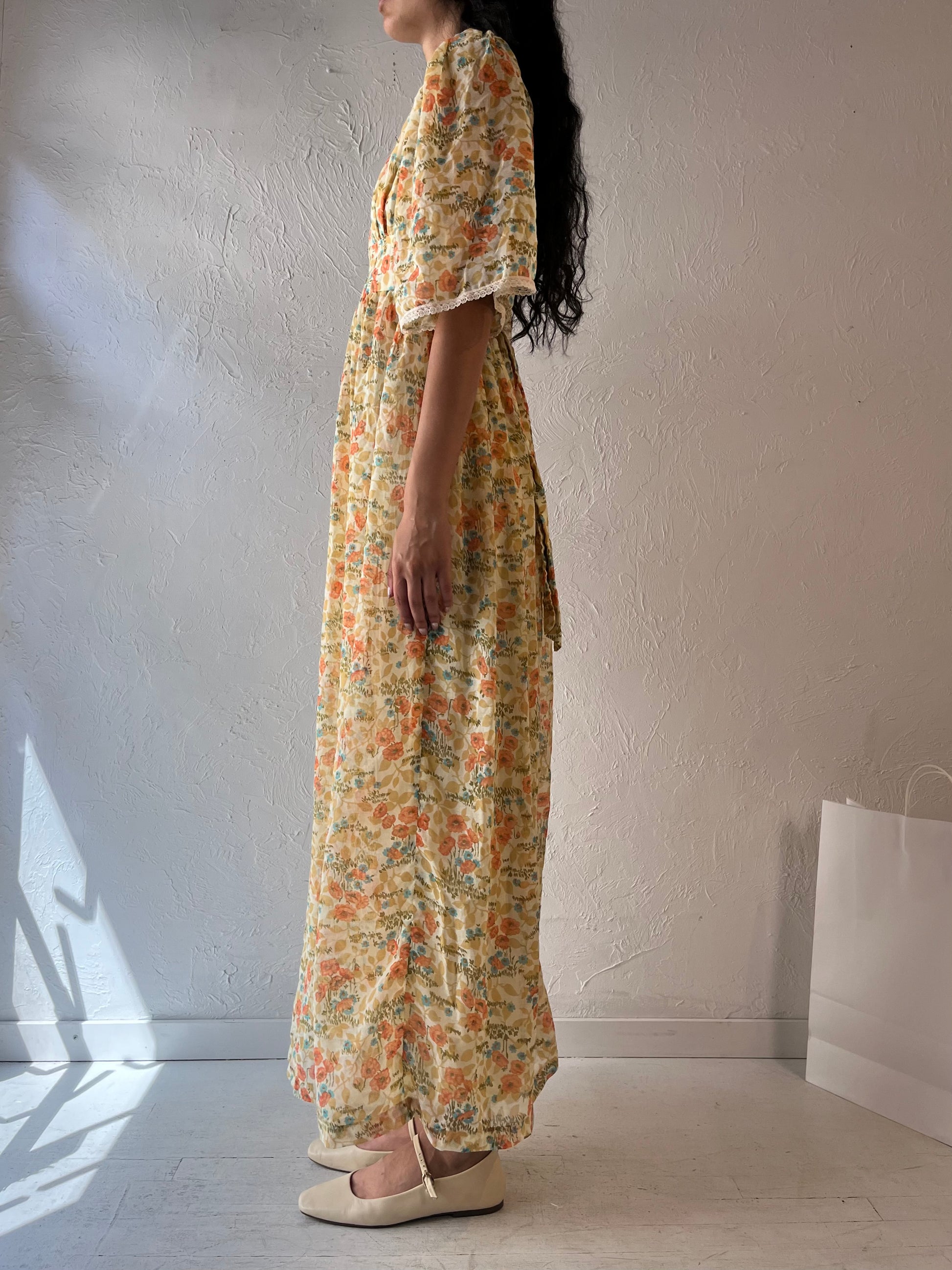 70s 'This Is Yours' Yellow Prairie Dress / Union Made / XS