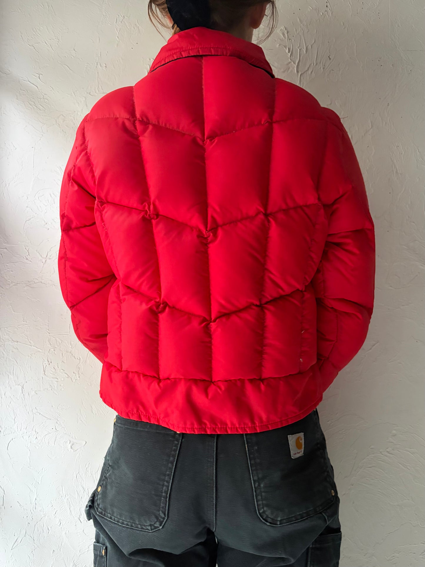 70s 'David S Reid' Red Down Puffer Jacket / Small