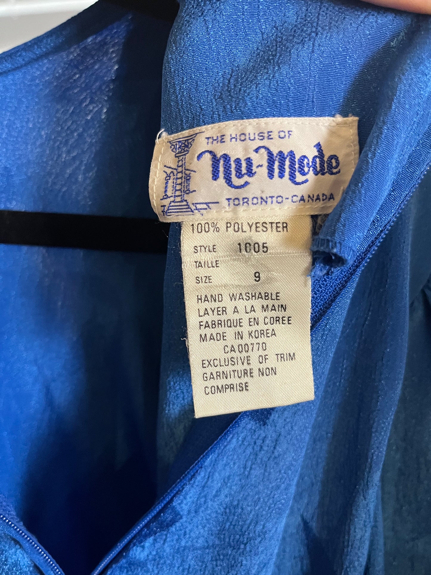 70s ‘Nu Mode’ Blue Midi Dress / Medium