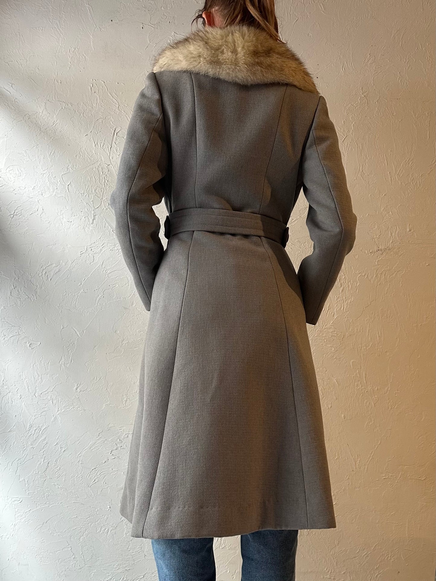70s Gray Knit Penny Lane Coat / Small