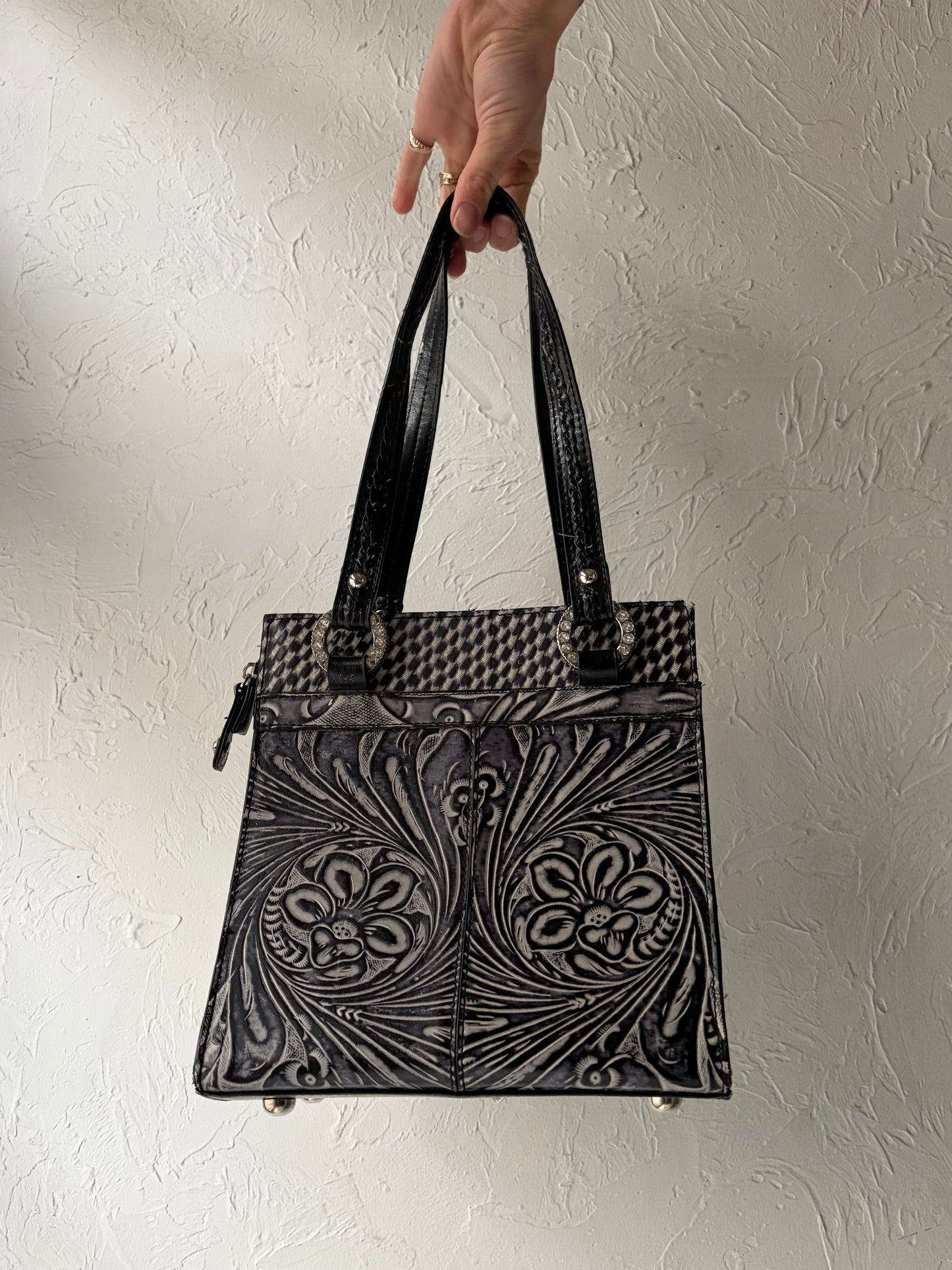 Y2k Black Tooled Leather Purse