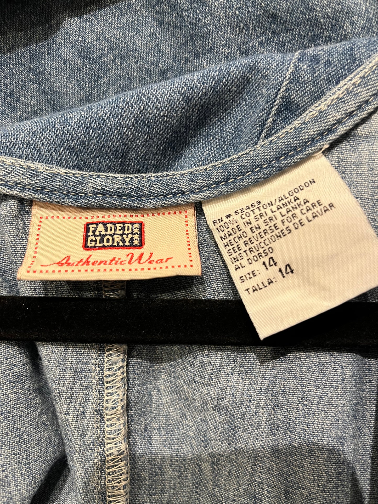 90s ‘Faded Glory’ Denim Dress / Large