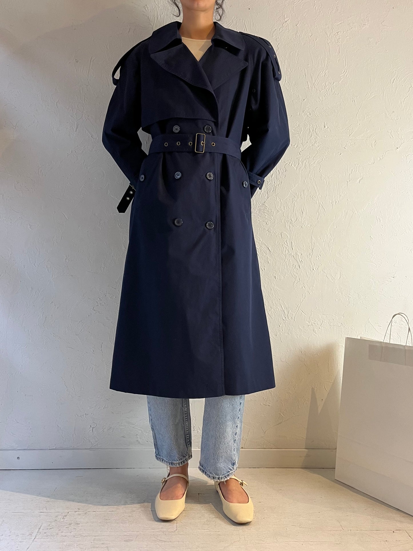 90s ‘Collections Elegante’ Blue Trench Coat / Medium