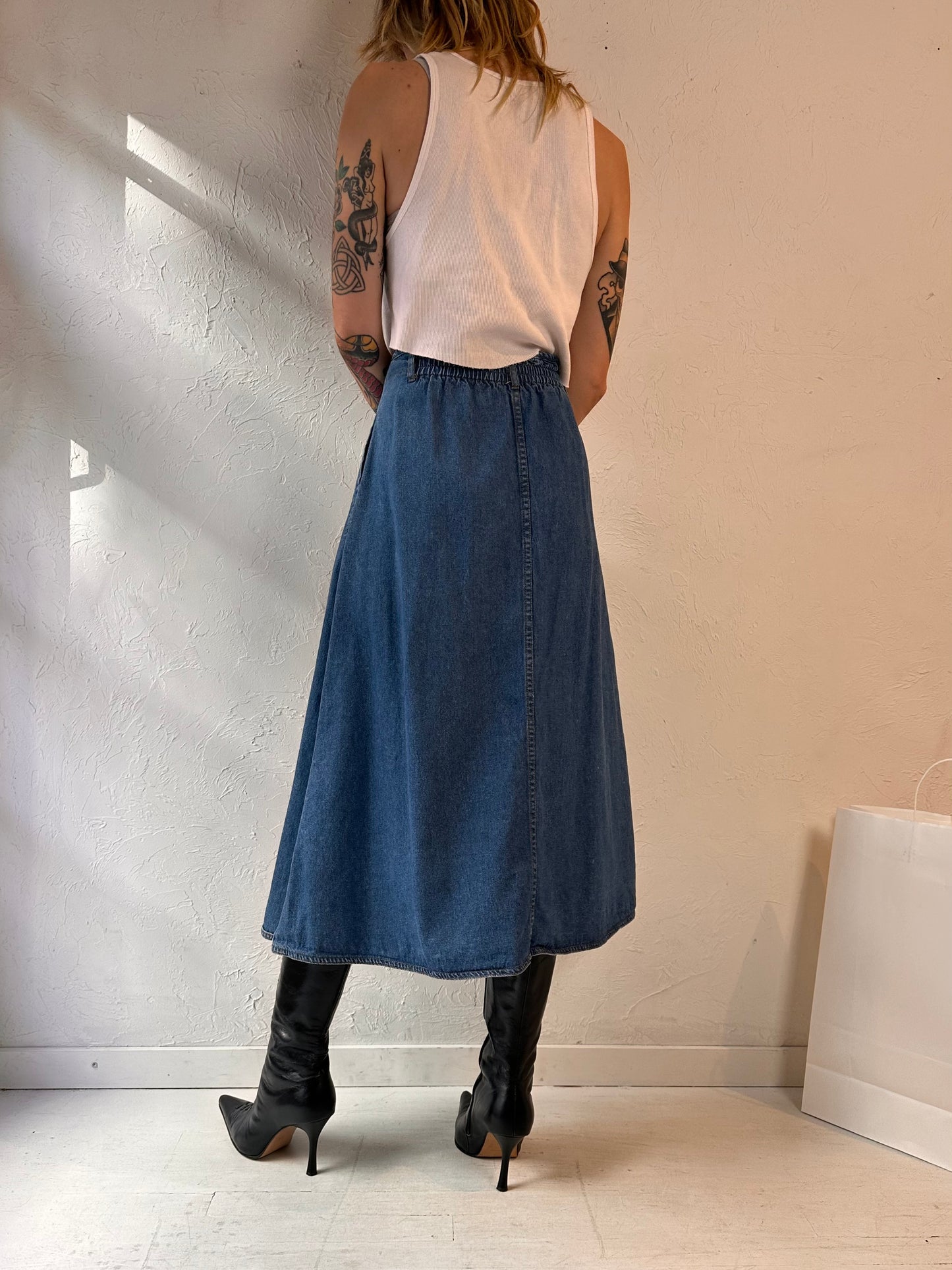 90s 'Northern Wear' Button Up Denim Skirt / Small