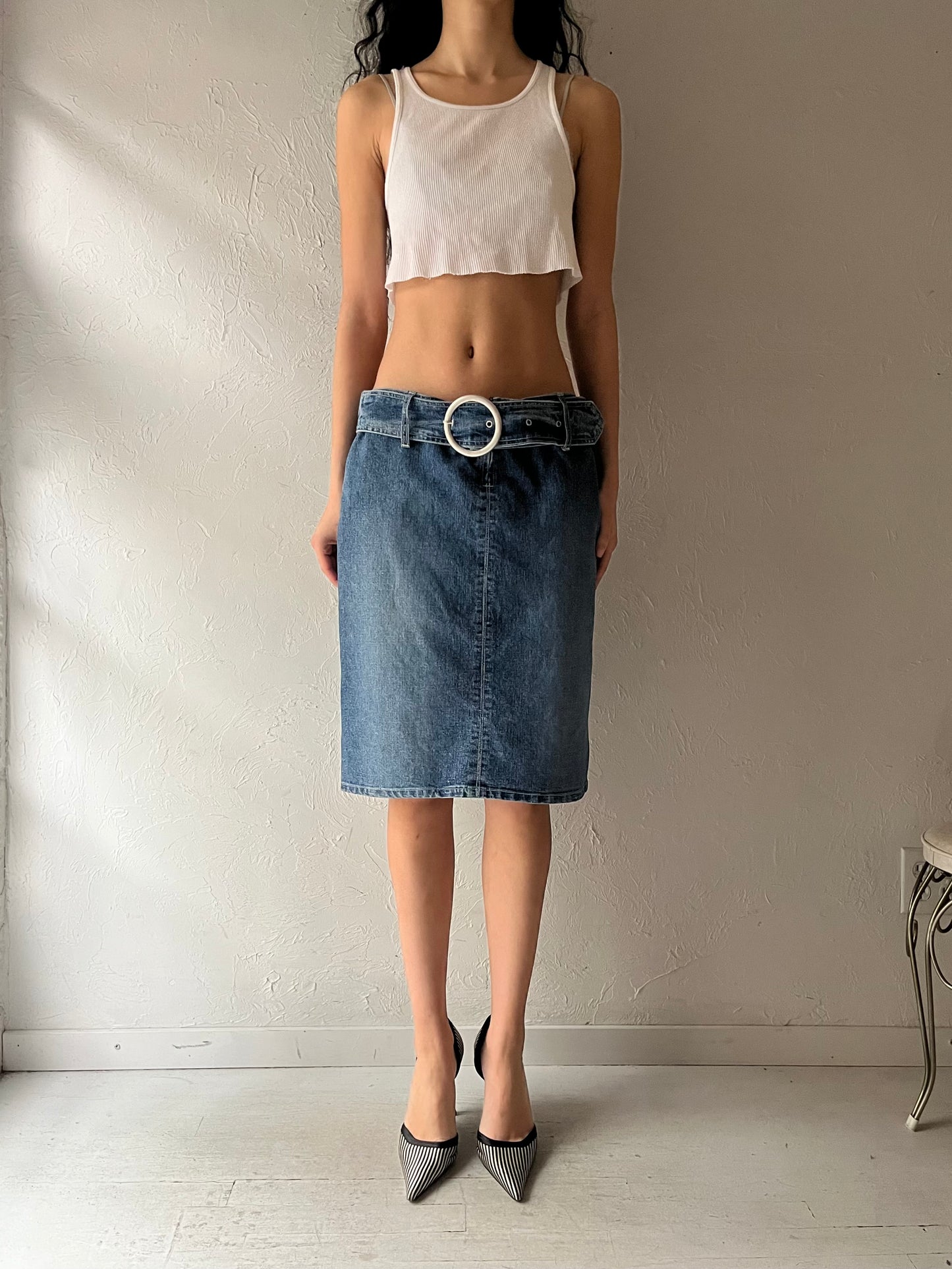 Y2k 'Bongo' Denim Midi Skirt / Medium