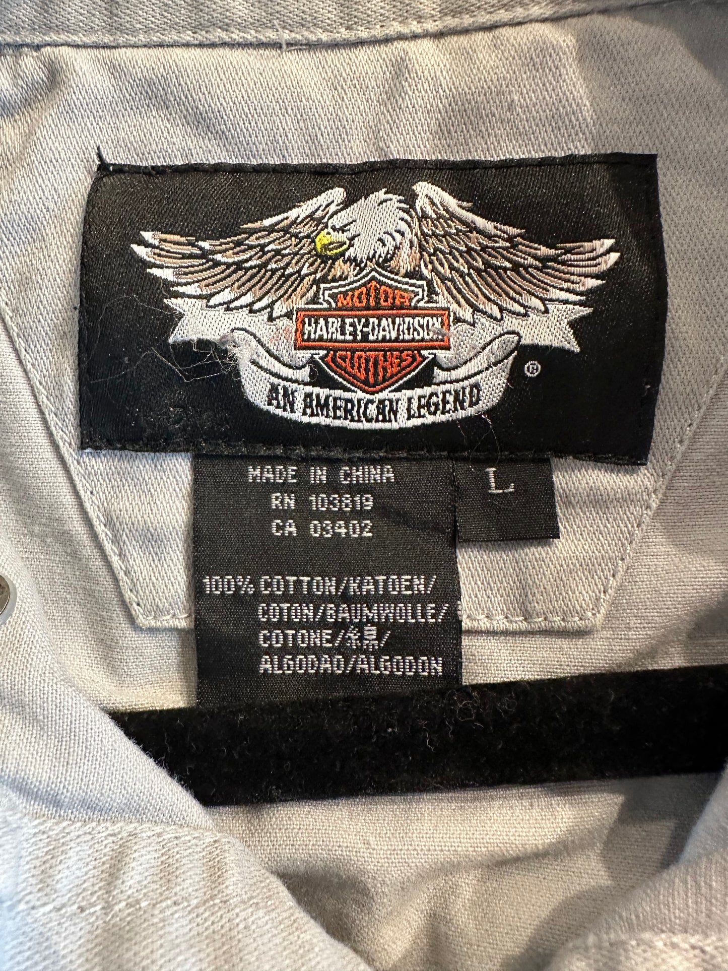 Y2k 'Harley Davidson' Gray Denim Vest / Large
