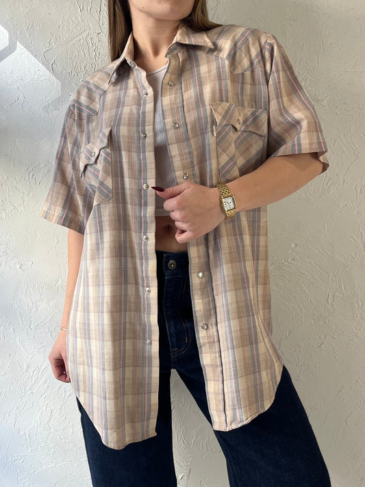 70s ‘Levi’s’ Plaid Snap Up Western Shirt / Large