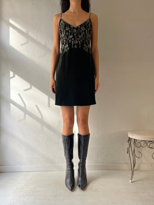 Vintage 'Badgley Mischka' Beaded Velvet Dress / Medium