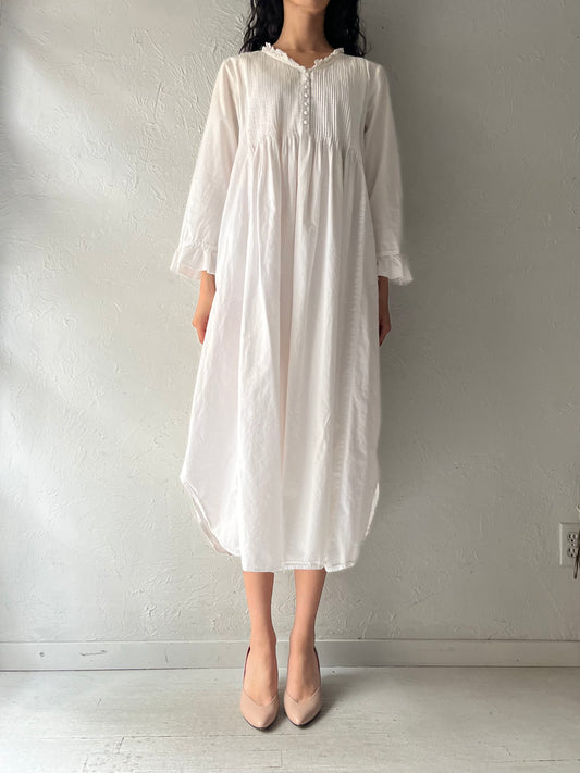Y2k 'April Cornell' White Cotton Cottage Core Dress / Medium