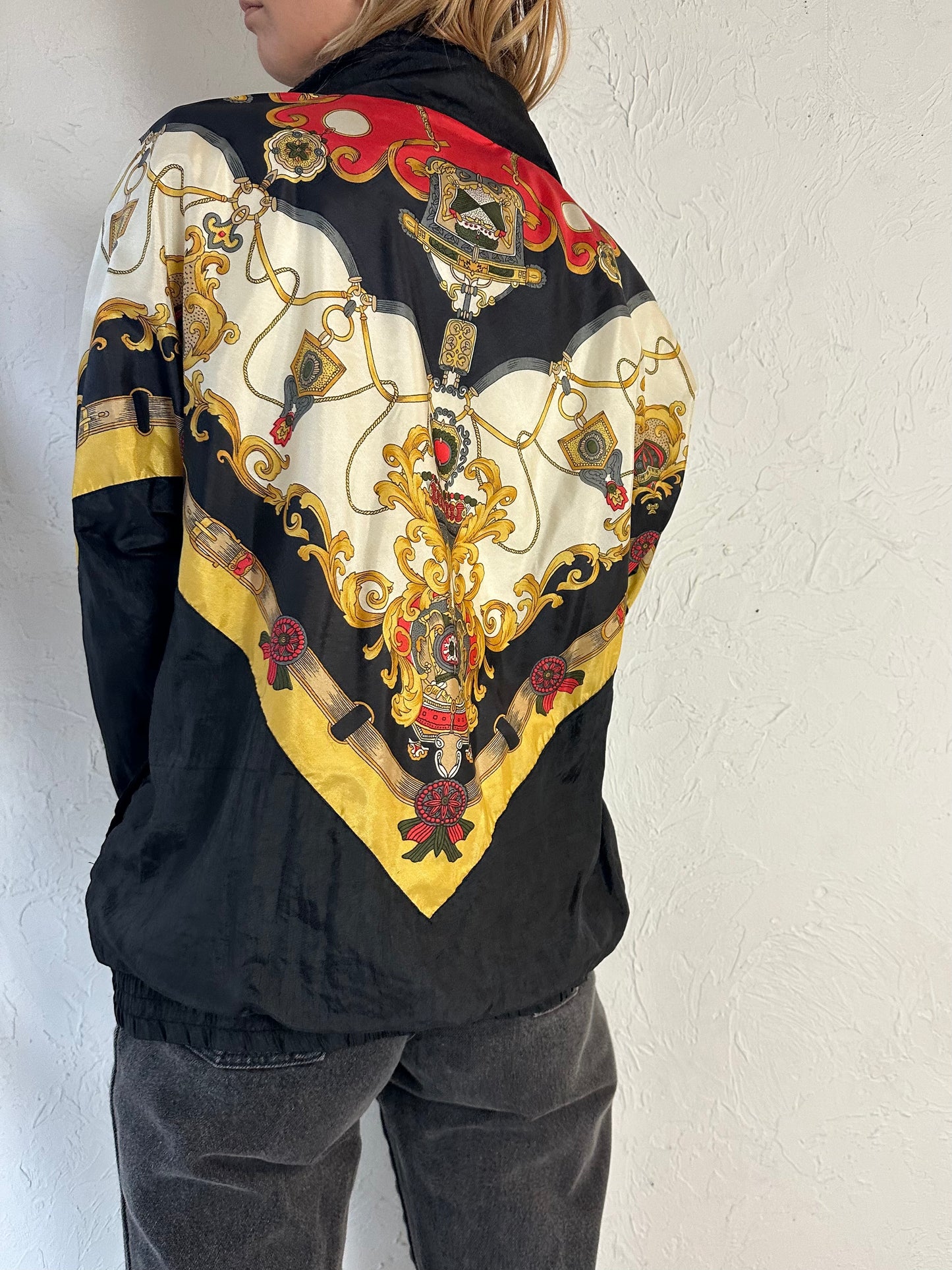 Vintage Patterned Bomber Jacket / Small