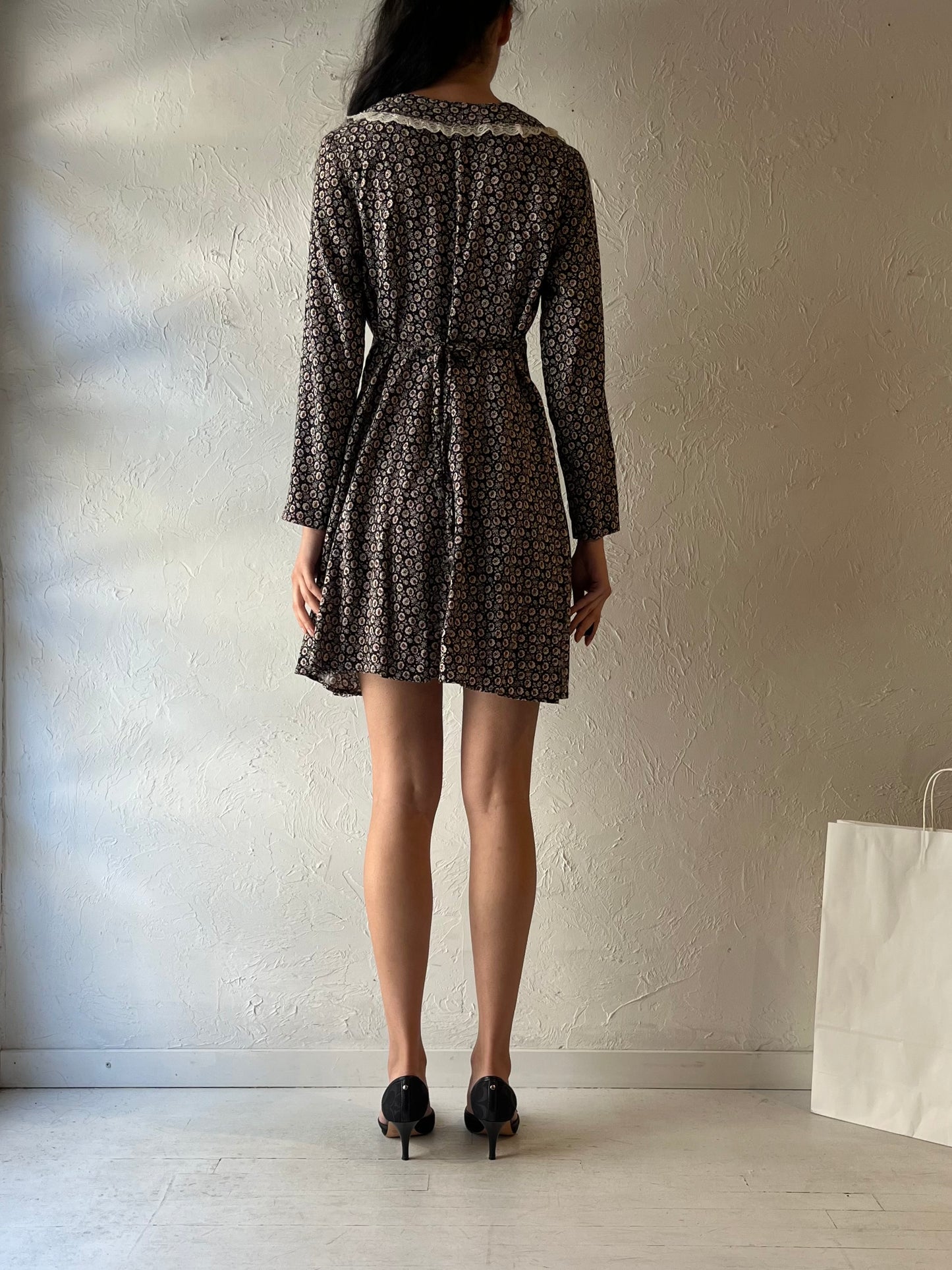 90s ‘Smart Set’ Long Sleeve Floral Mini Dress / Small