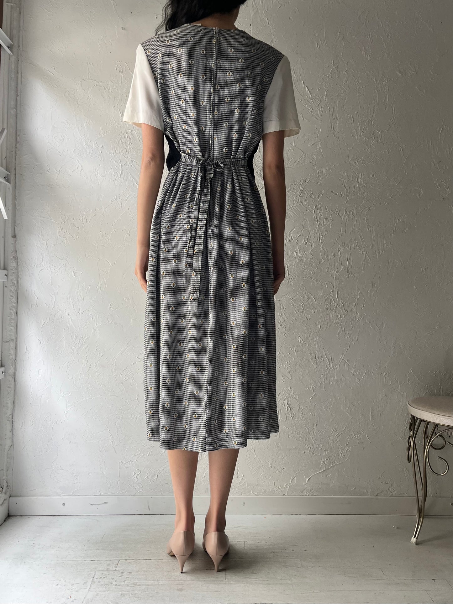 80s 'Alison Che' Vest Midi Dress /  Large