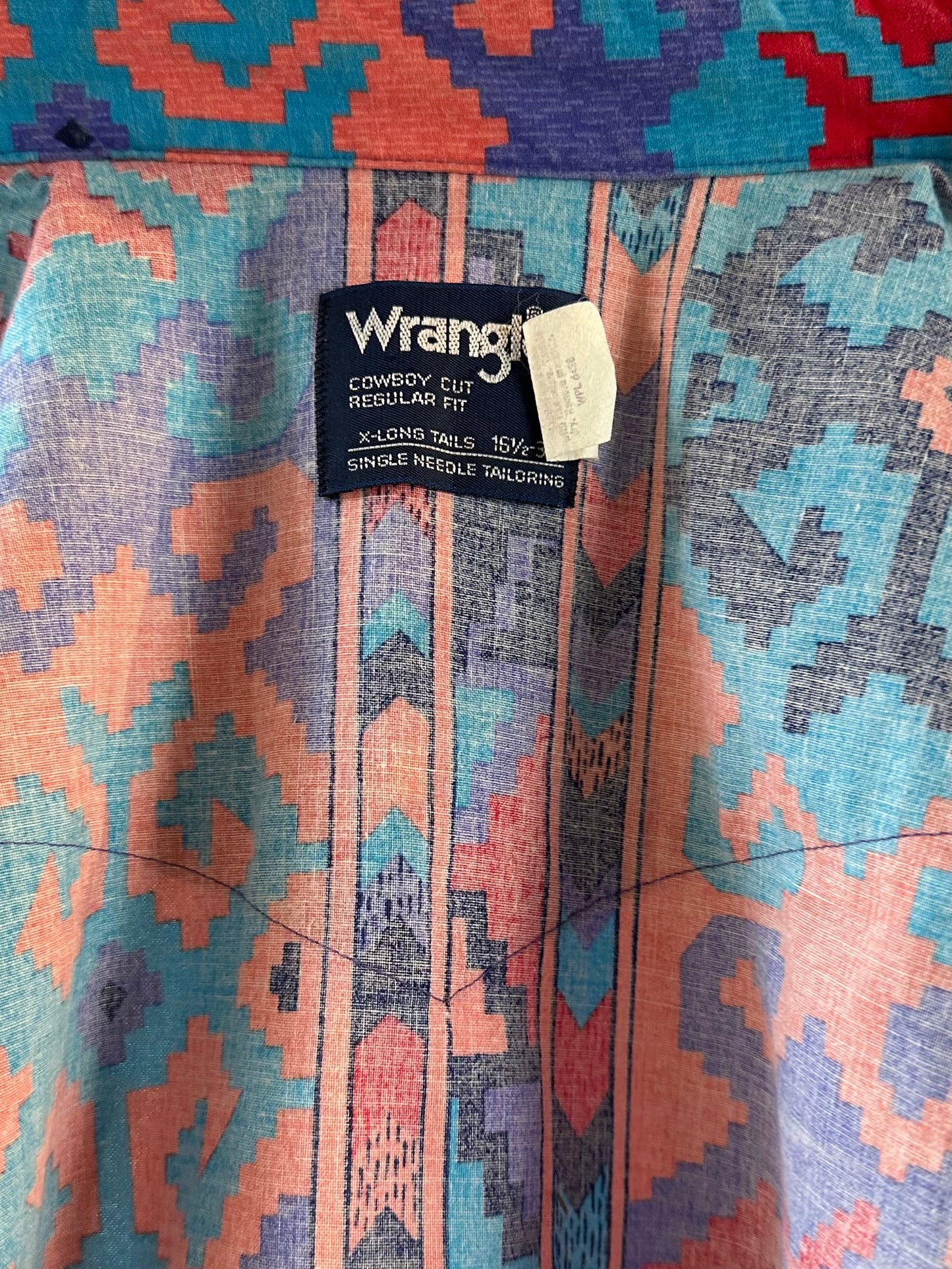 90s 'Wrangler' Patterned Button Up Western Shirt / Large