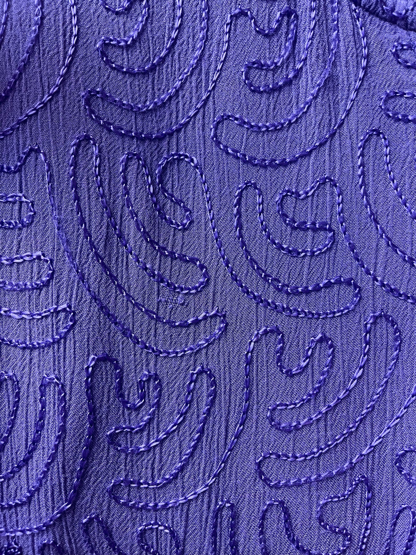 90s 'Variations' Purple Embroidered Dress / Large