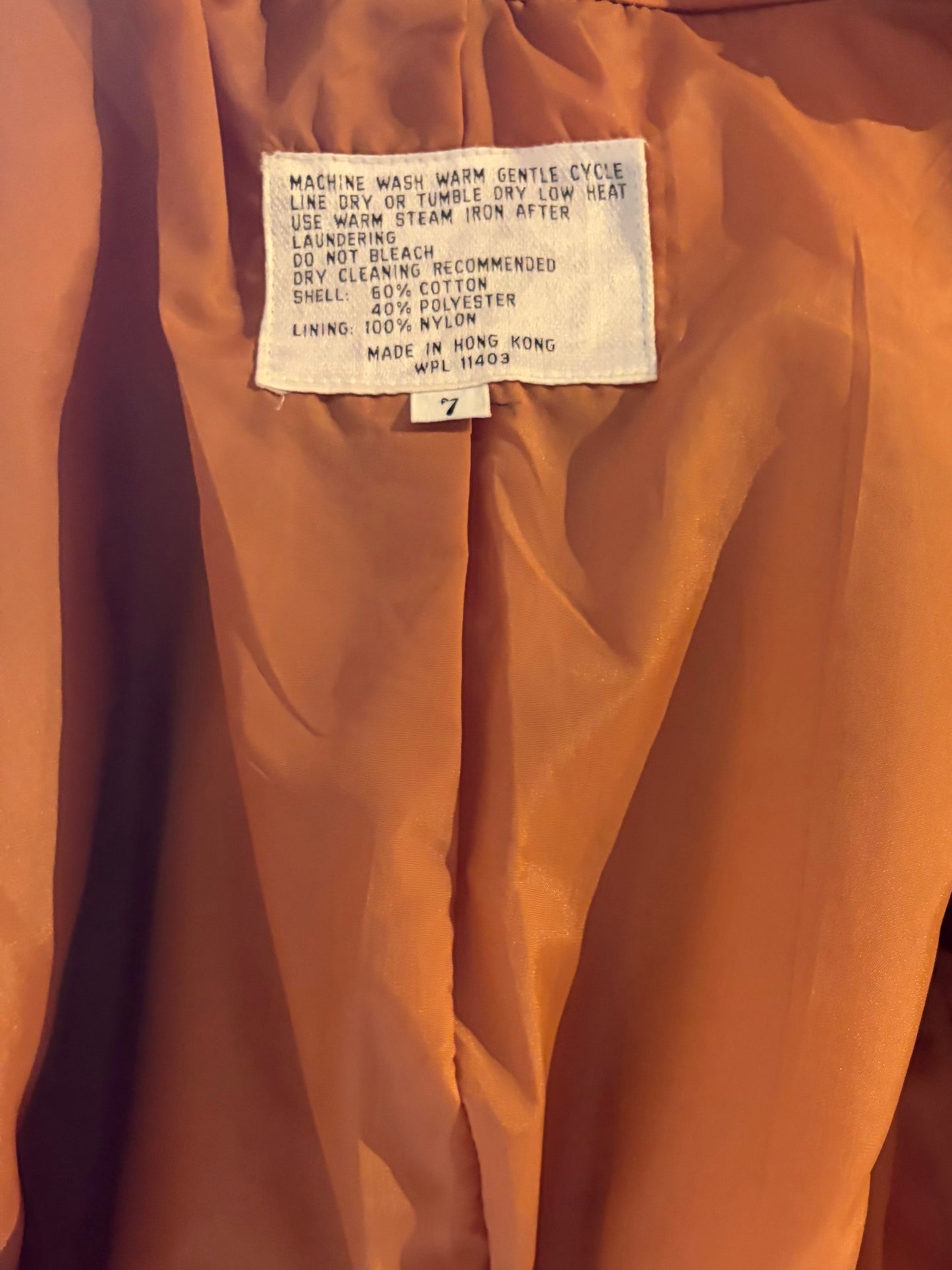 80s Orange Fitted Coat / Small