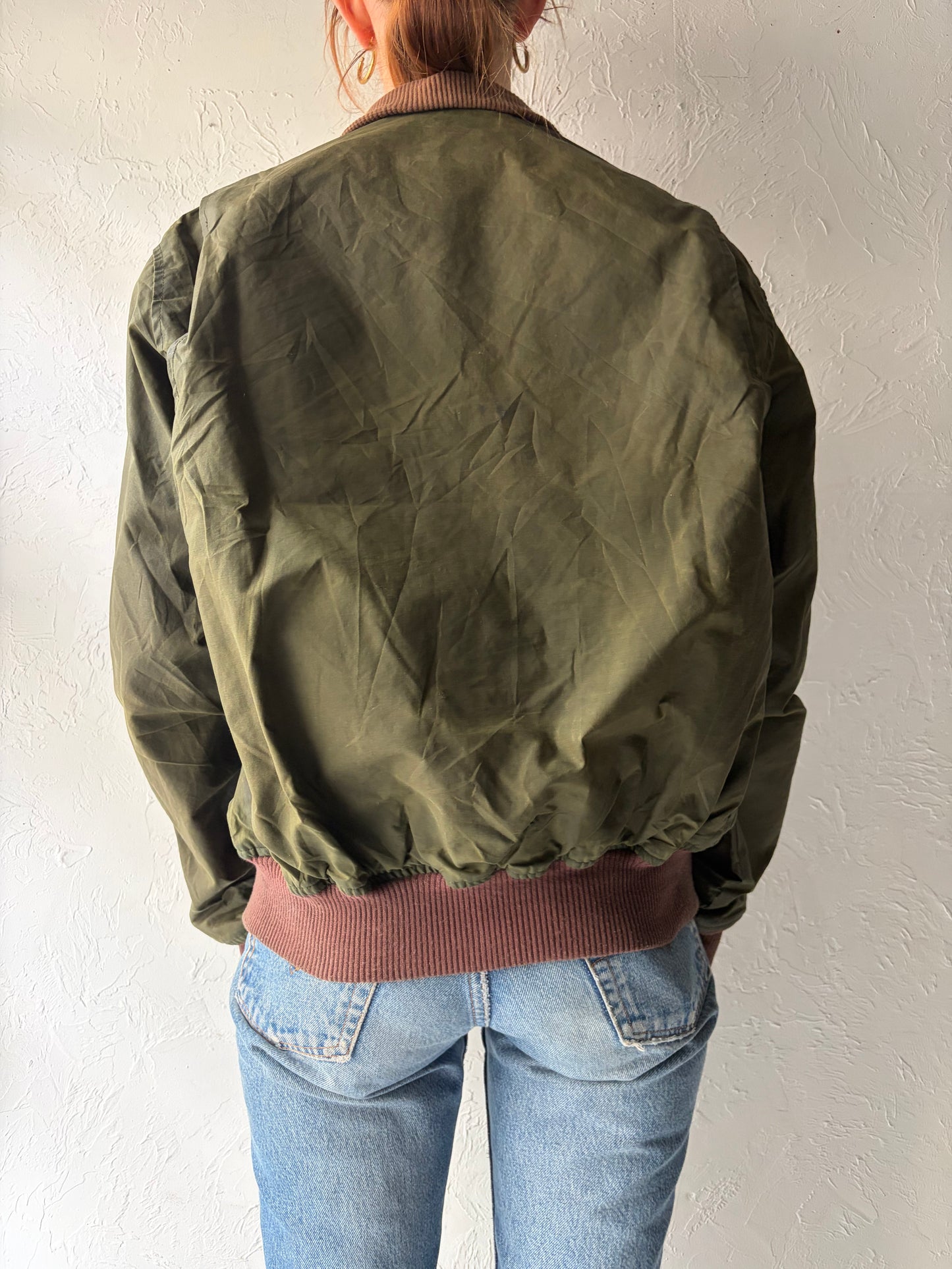90s 'Polo' Green Equestrian Waxed Cotton Riding Bomber Jacket / Vintage 1990s Retro Country Heritage Field Jacket / Small