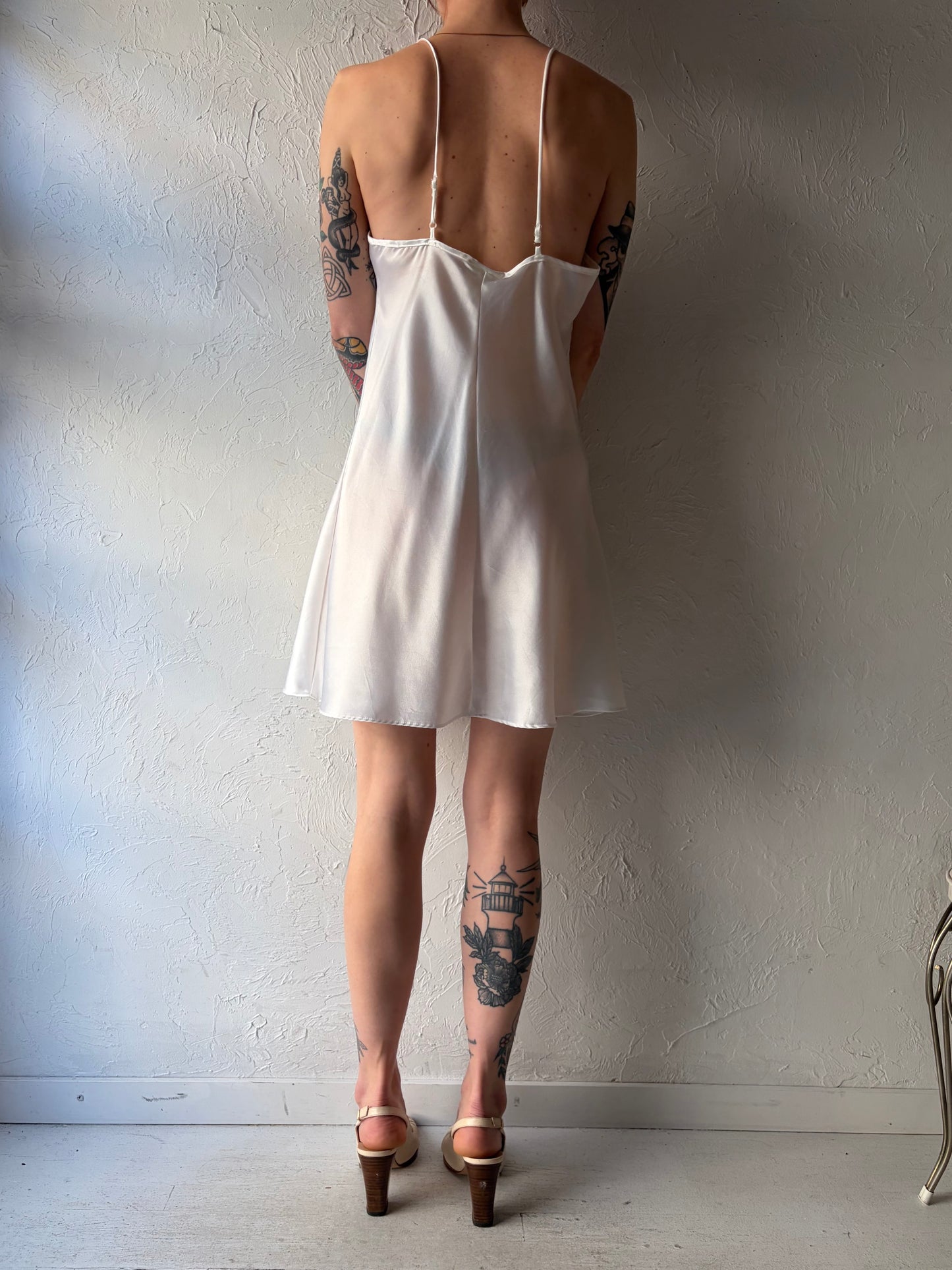 80s 'Intimo Amore' White Romanic Mini Slip / Medium