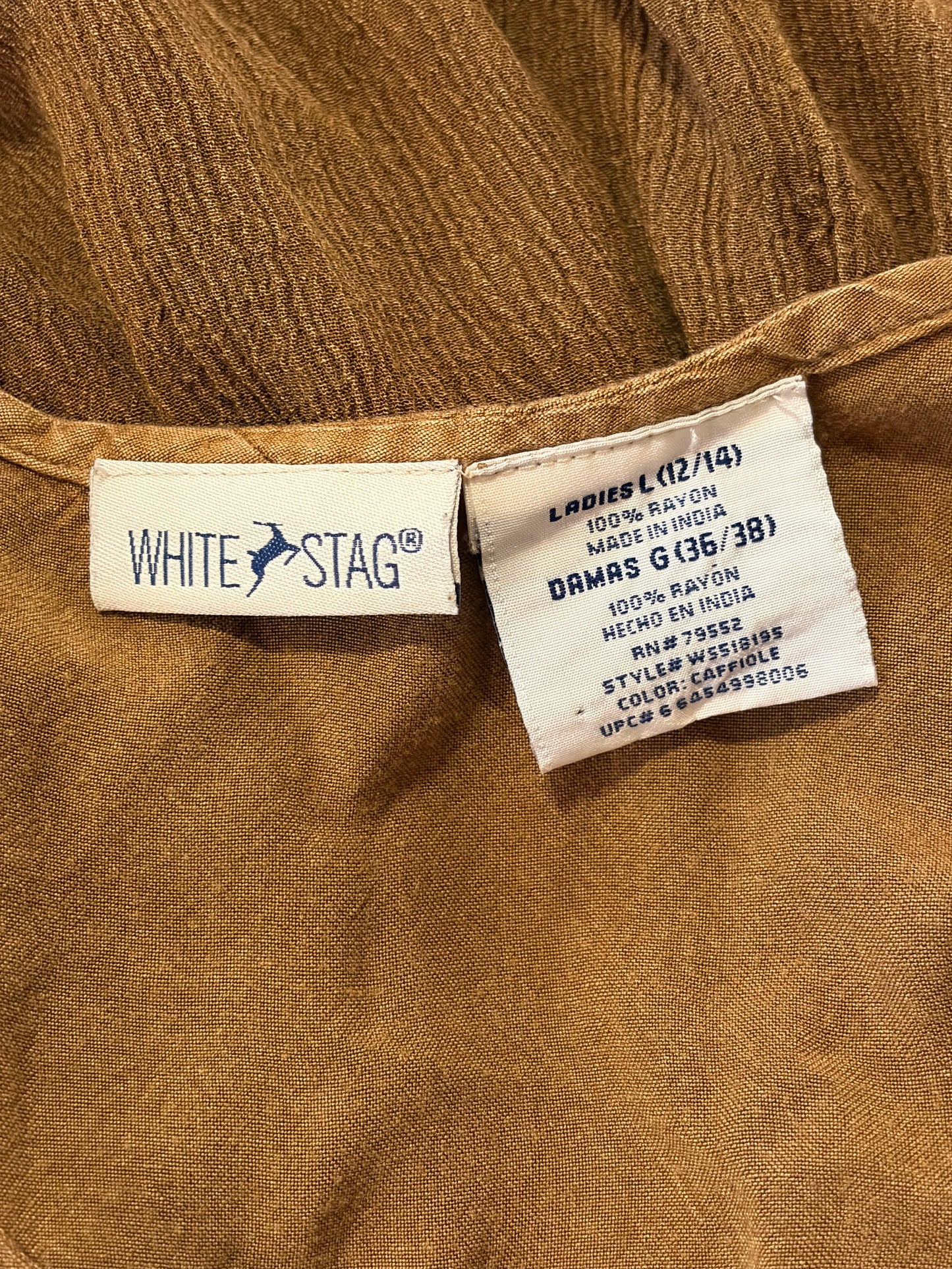 Vintage 'White Stag' Button Up Fairycore Rayon Dress / Large