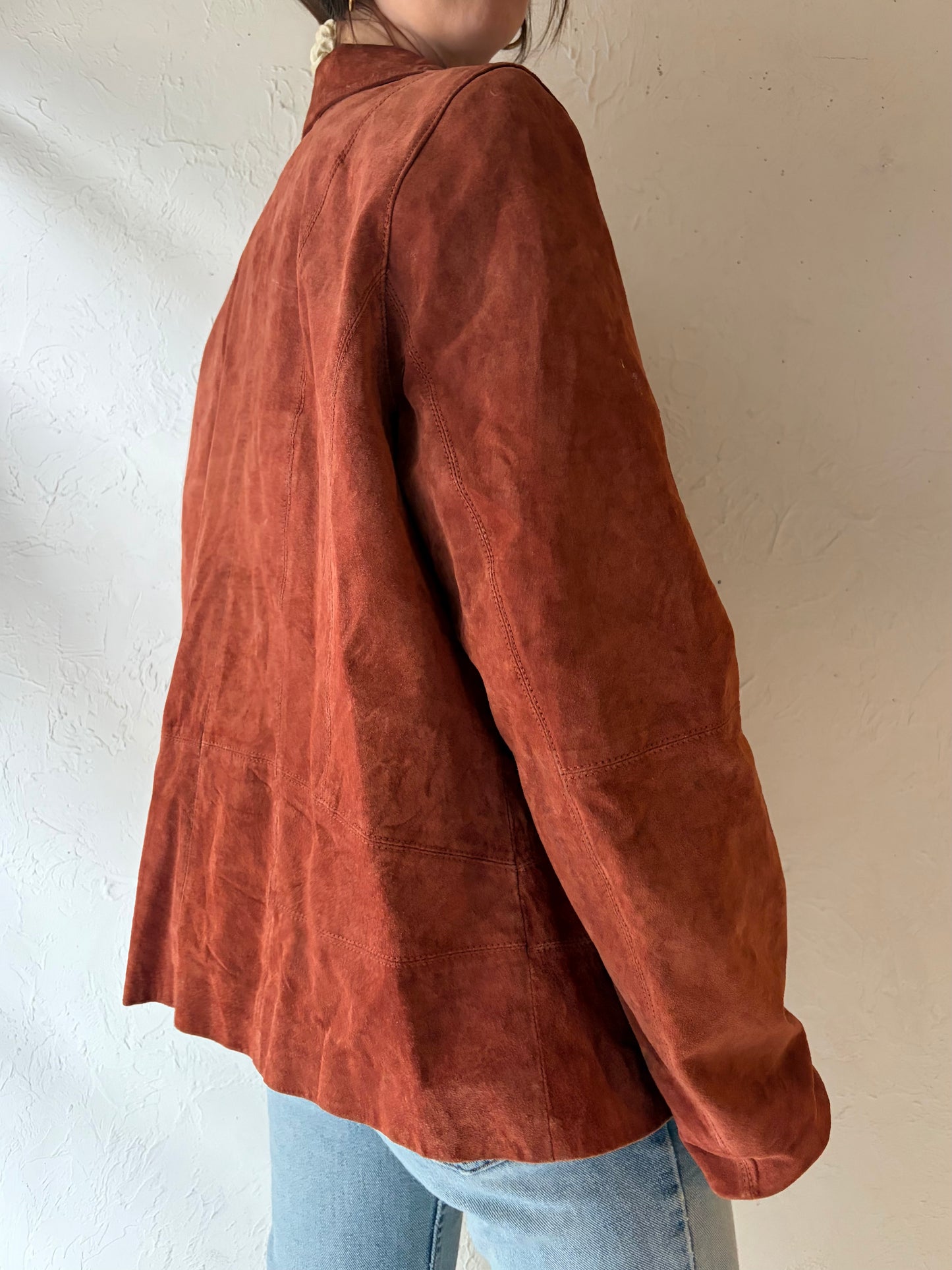 90s 'Jessica' Burgundy Suede Jacket / Large