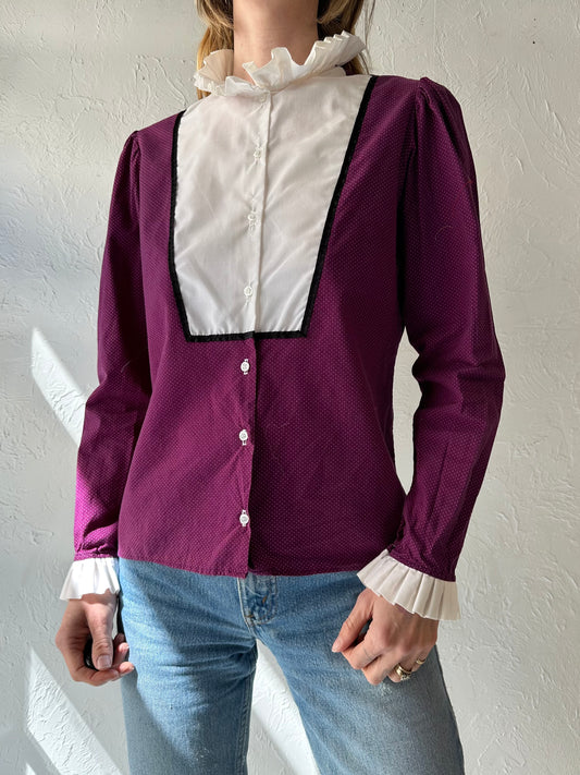 70s 'Freedom' Purple Blouse / Large