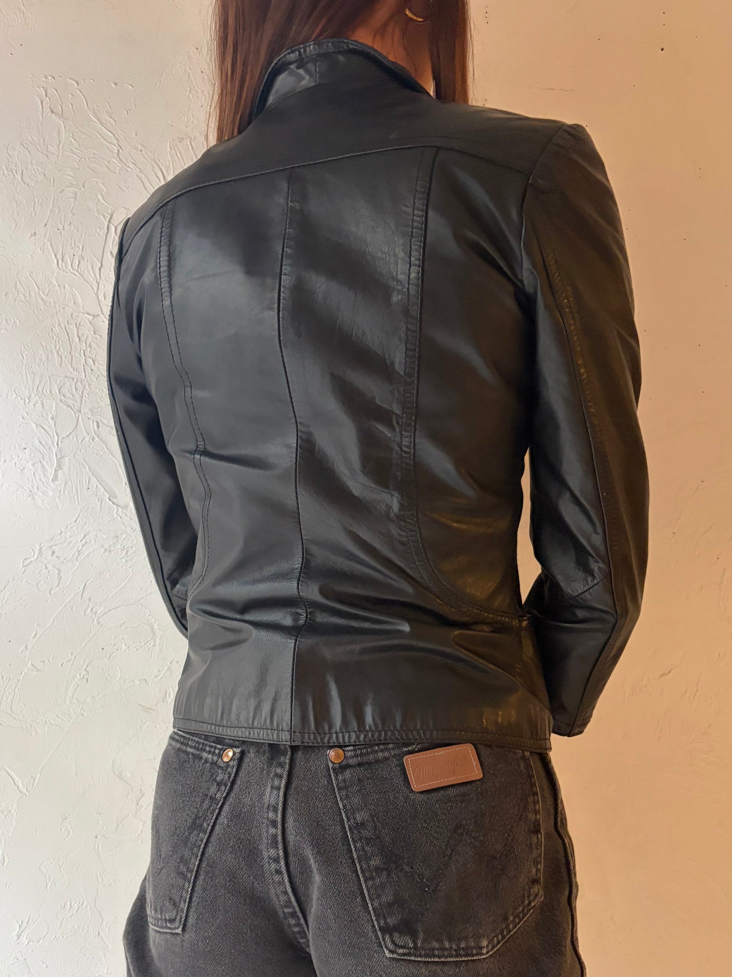 90s 'Wilson' Black Leather Jacket / XSmall