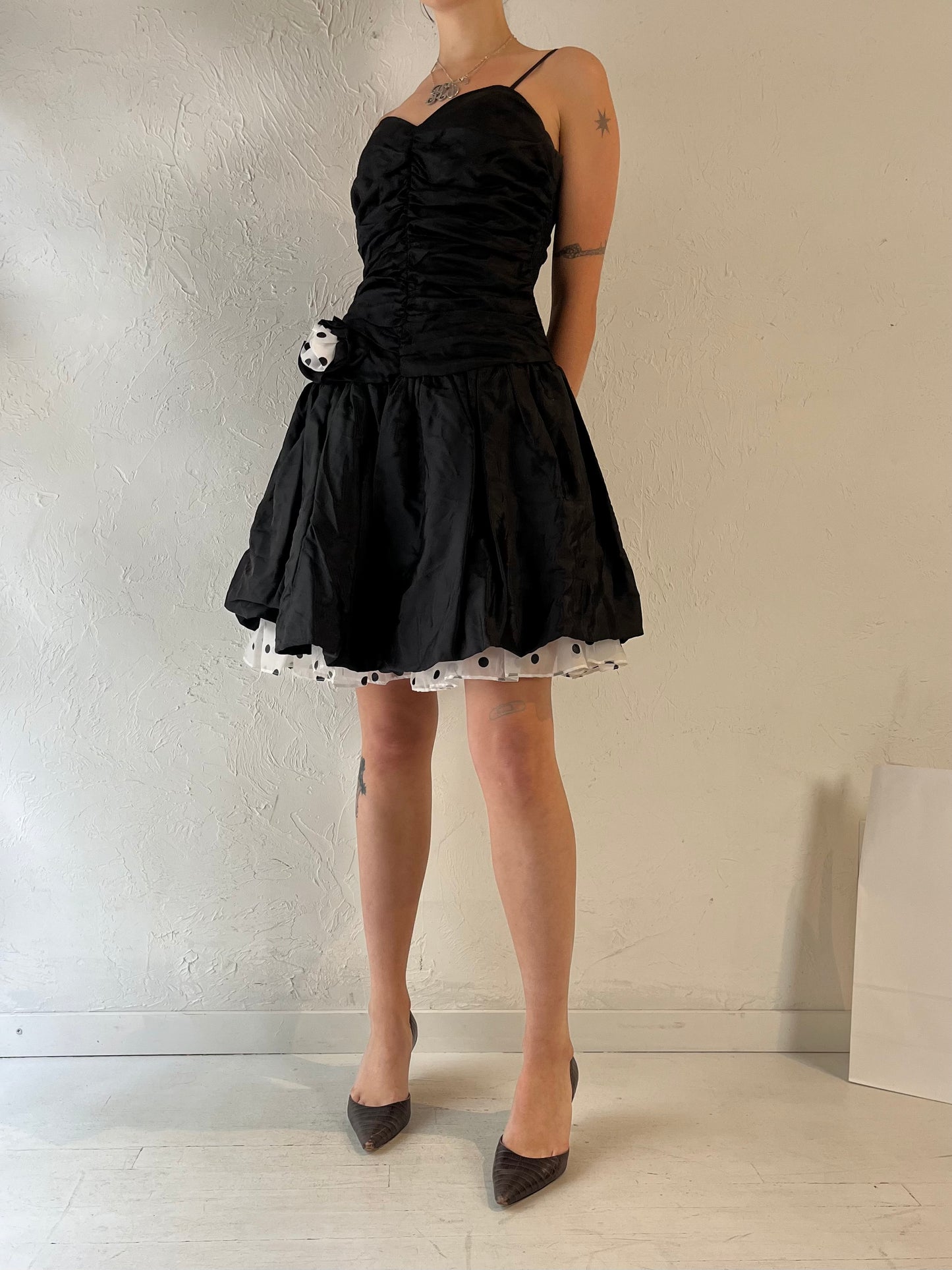 80s 'Steppin Out' Black Party Dress / Medium