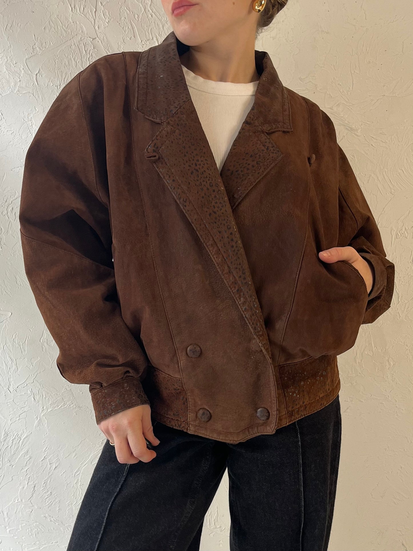 90s 'Byrnes & Baker' Brown Suede Leather Jacket / S