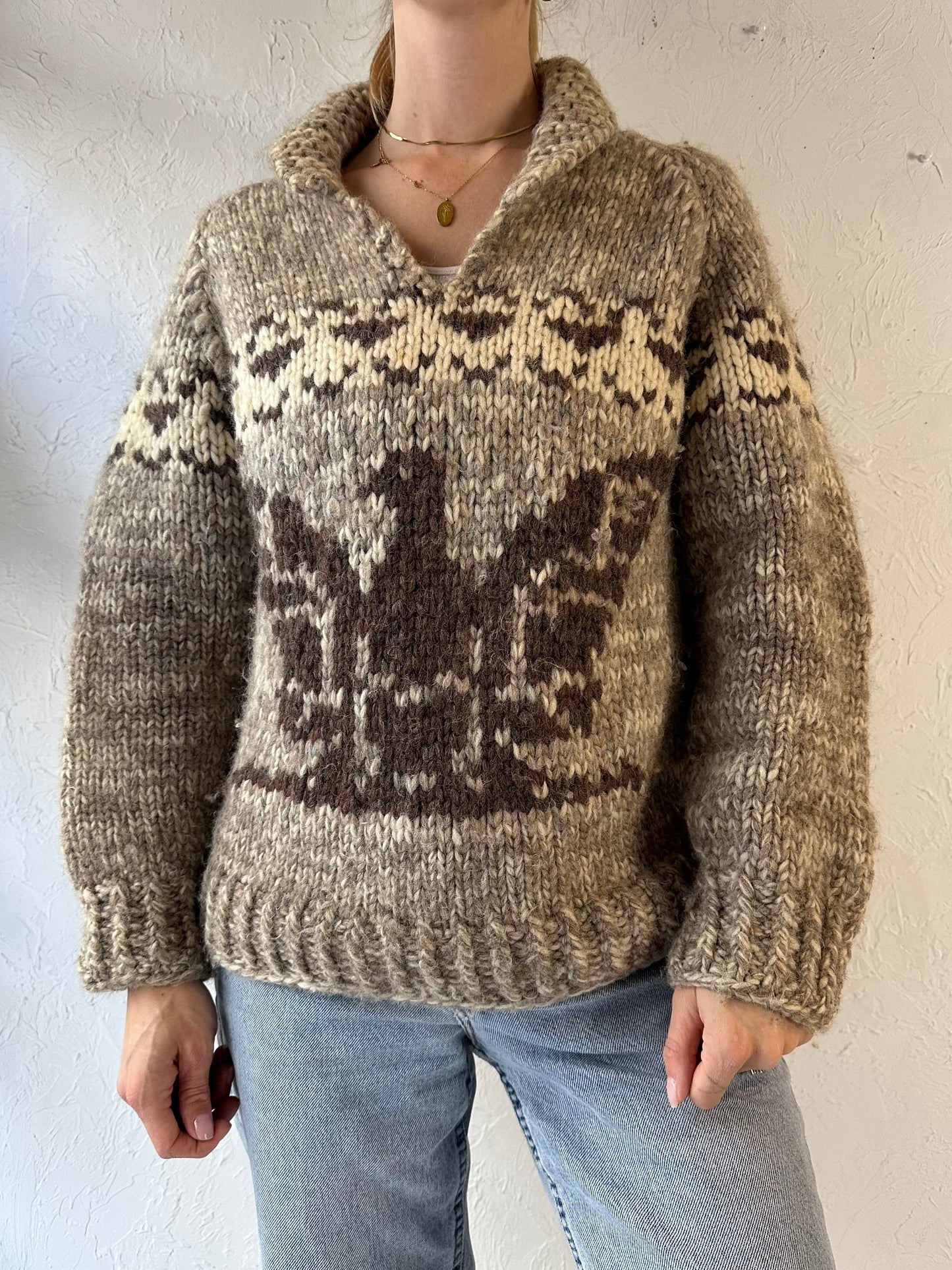 Vintage Hand Knit Eagle Sweater / Small