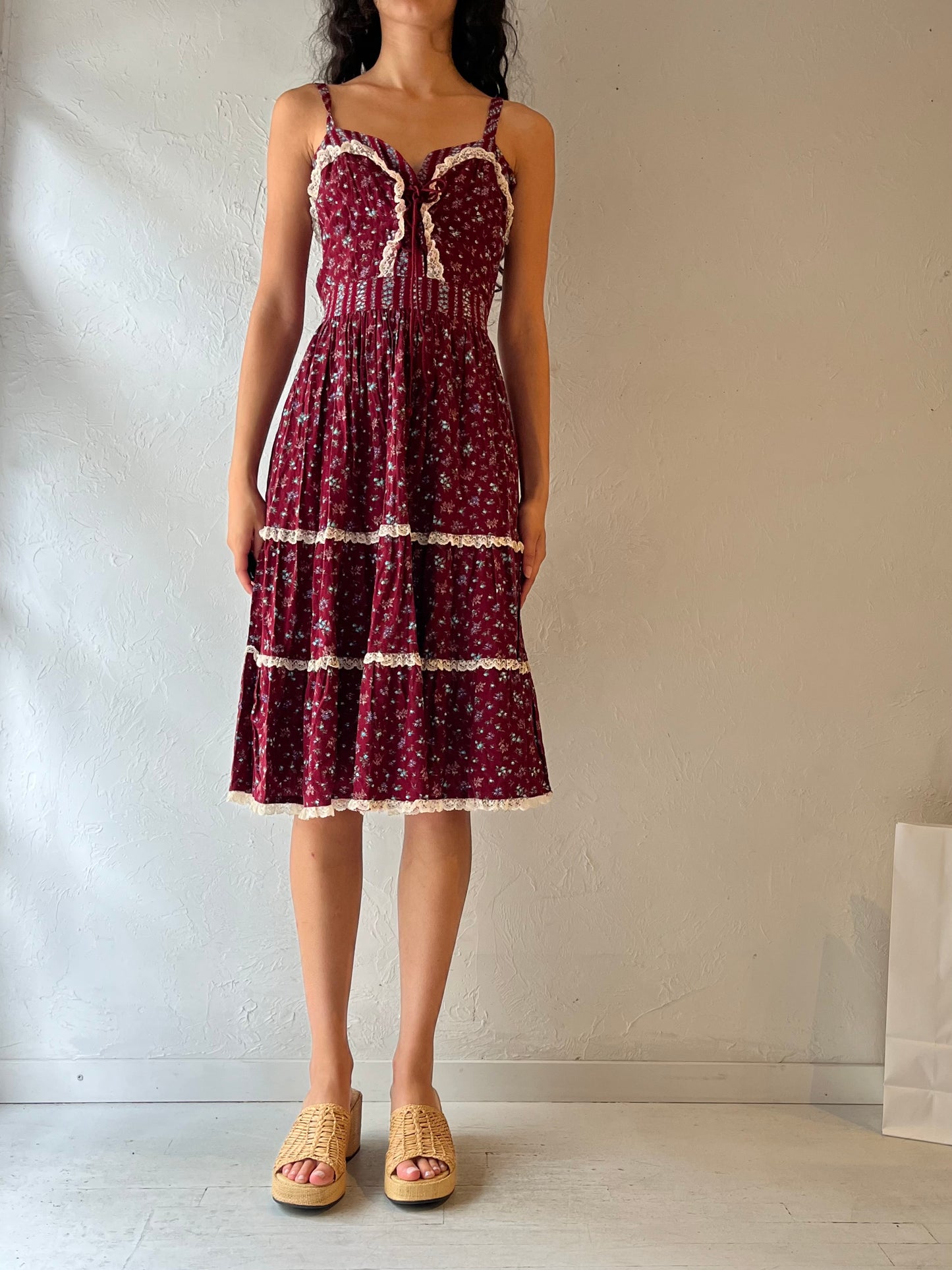 70s ‘The Attic’ Tiered Sleeveless Peasant Dress / Small