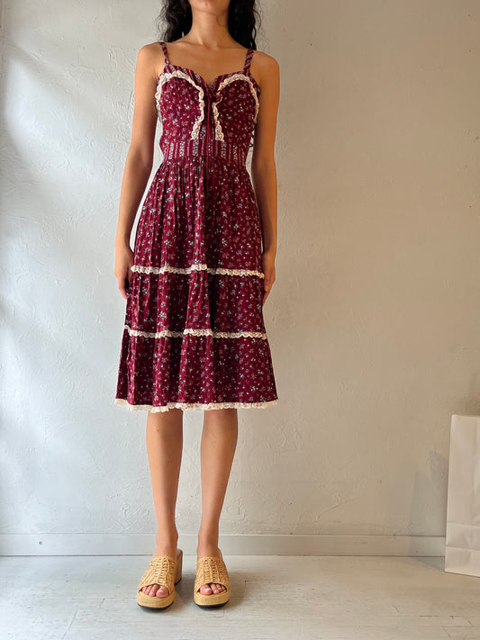 70s ‘The Attic’ Tiered Sleeveless Peasant Dress / Small