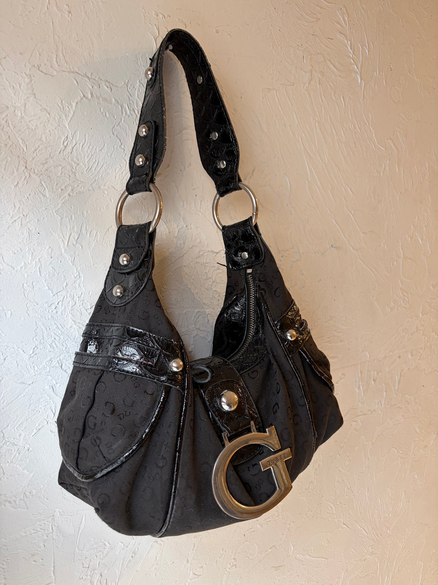 Y2K ‘Guess’ Black Monogram Purse