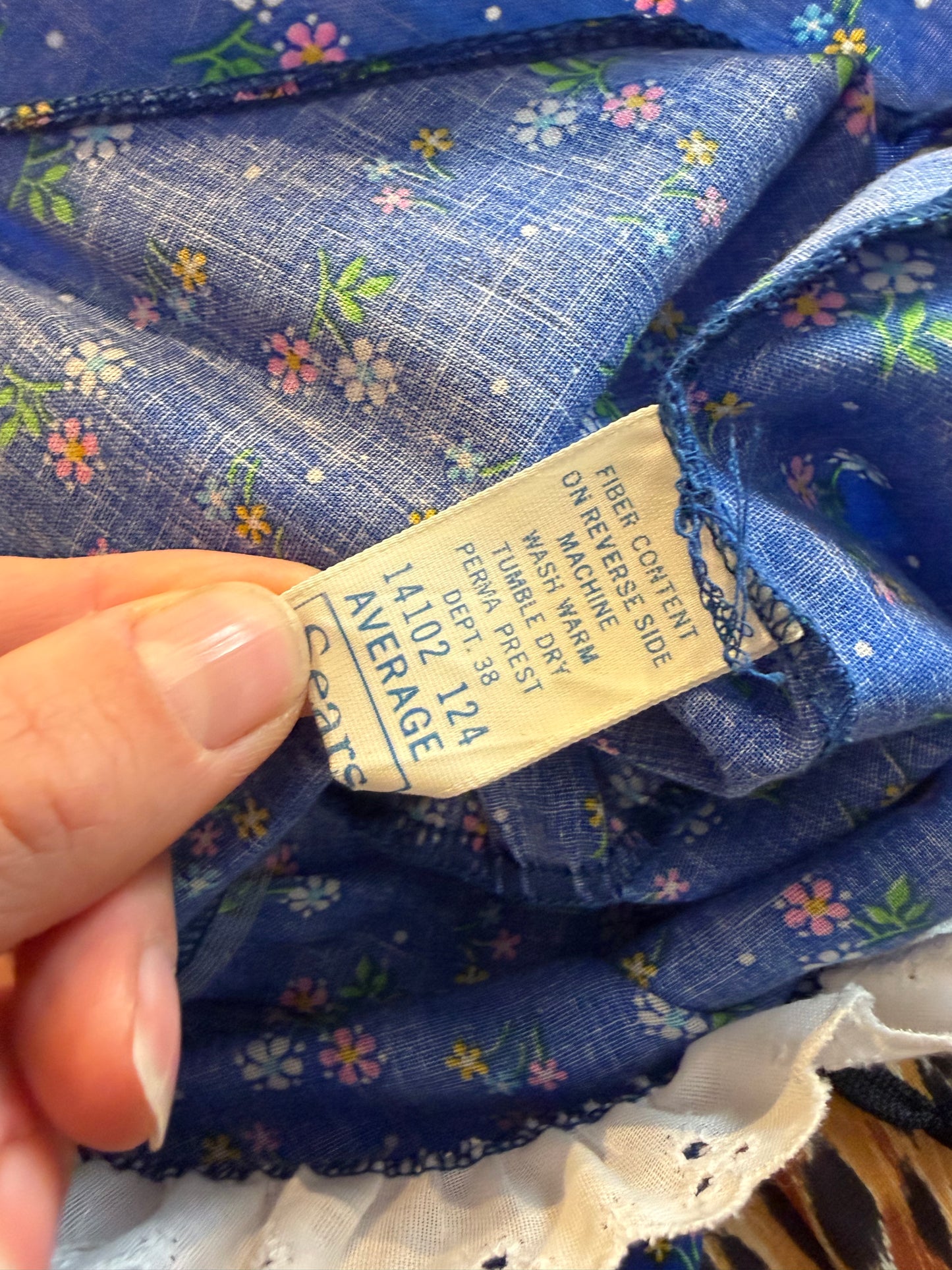 70s 'Sears' Blue Hippie Maxi Dress /