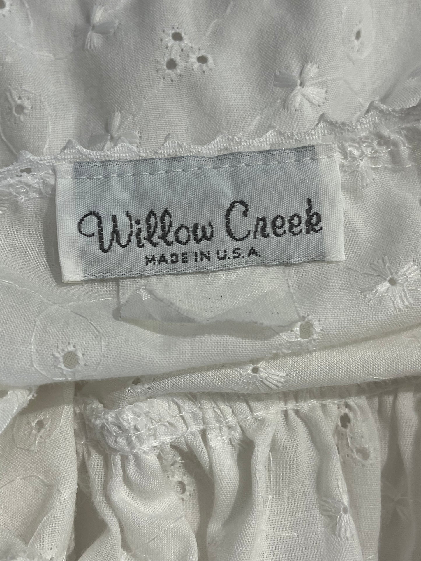 90s 'Willow Creek' White Eyelet Mini Dress / Small