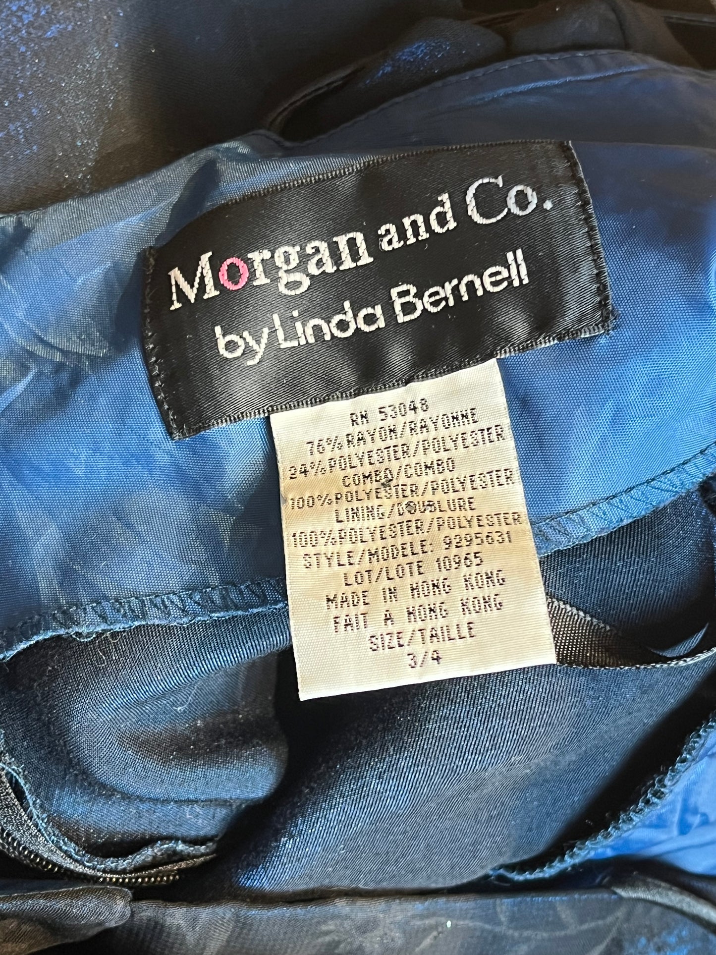 90s 'Morgan & Co' Navy Blue Formal Dress / Small