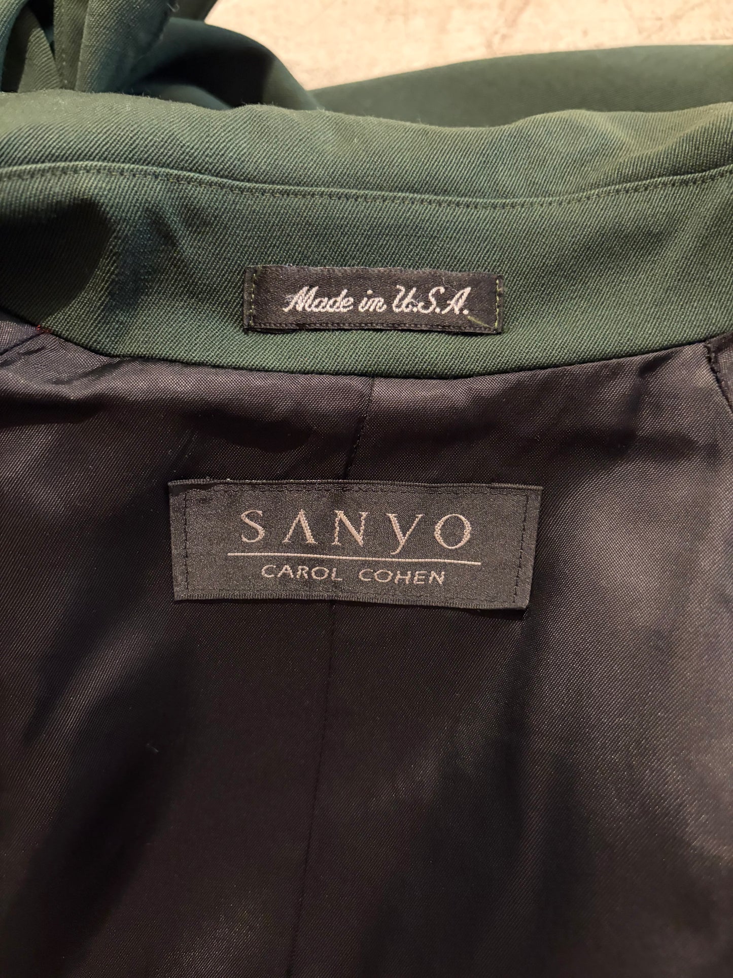 Vintage 'Sanyo' Green Wool Trench Coat / Small