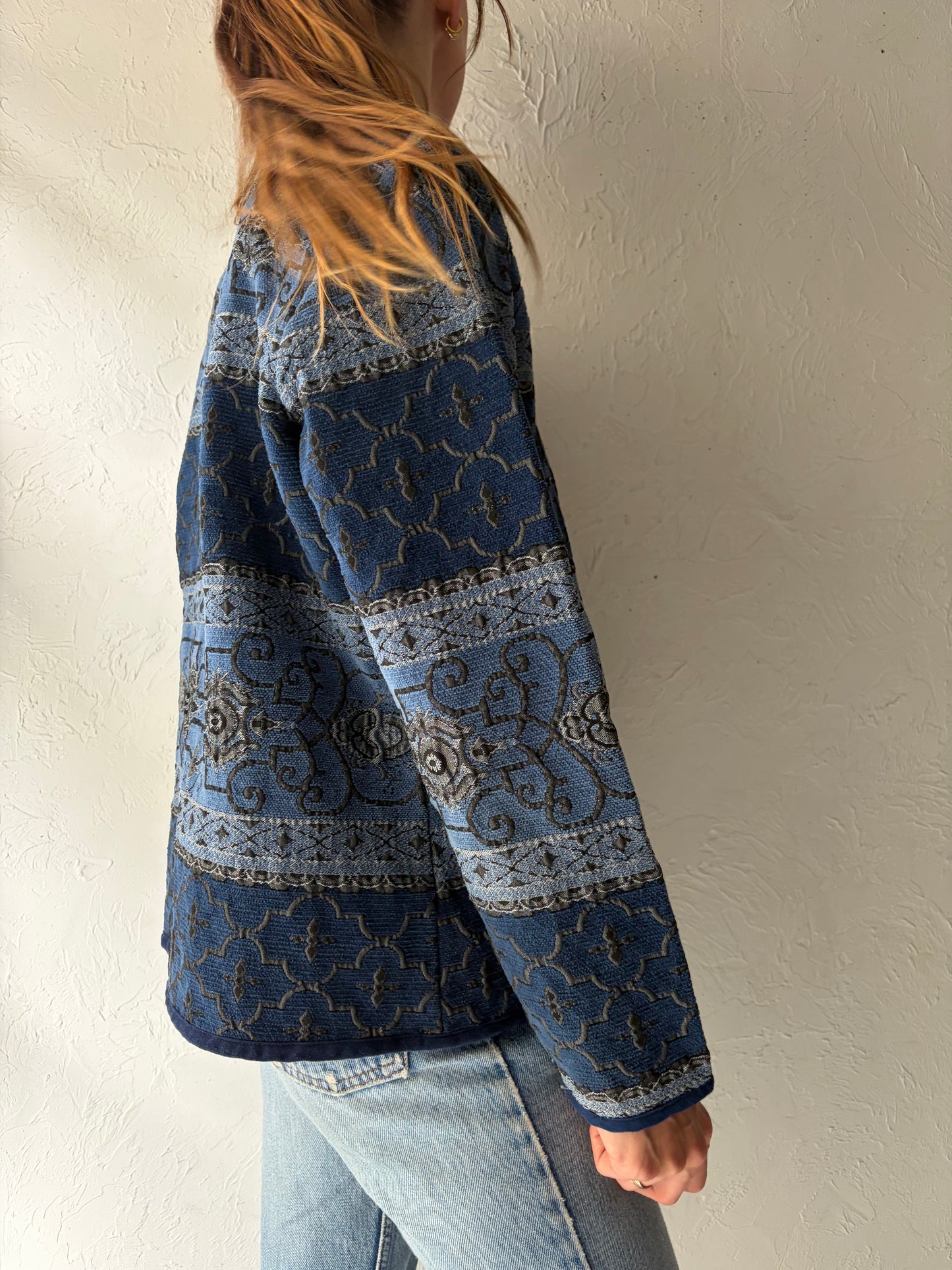 Vintage' Tradition' Blue Tapestry Jacket / Large