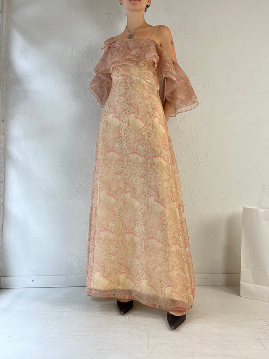 Vintage Handmade Pale Pink Formal Dress / Small