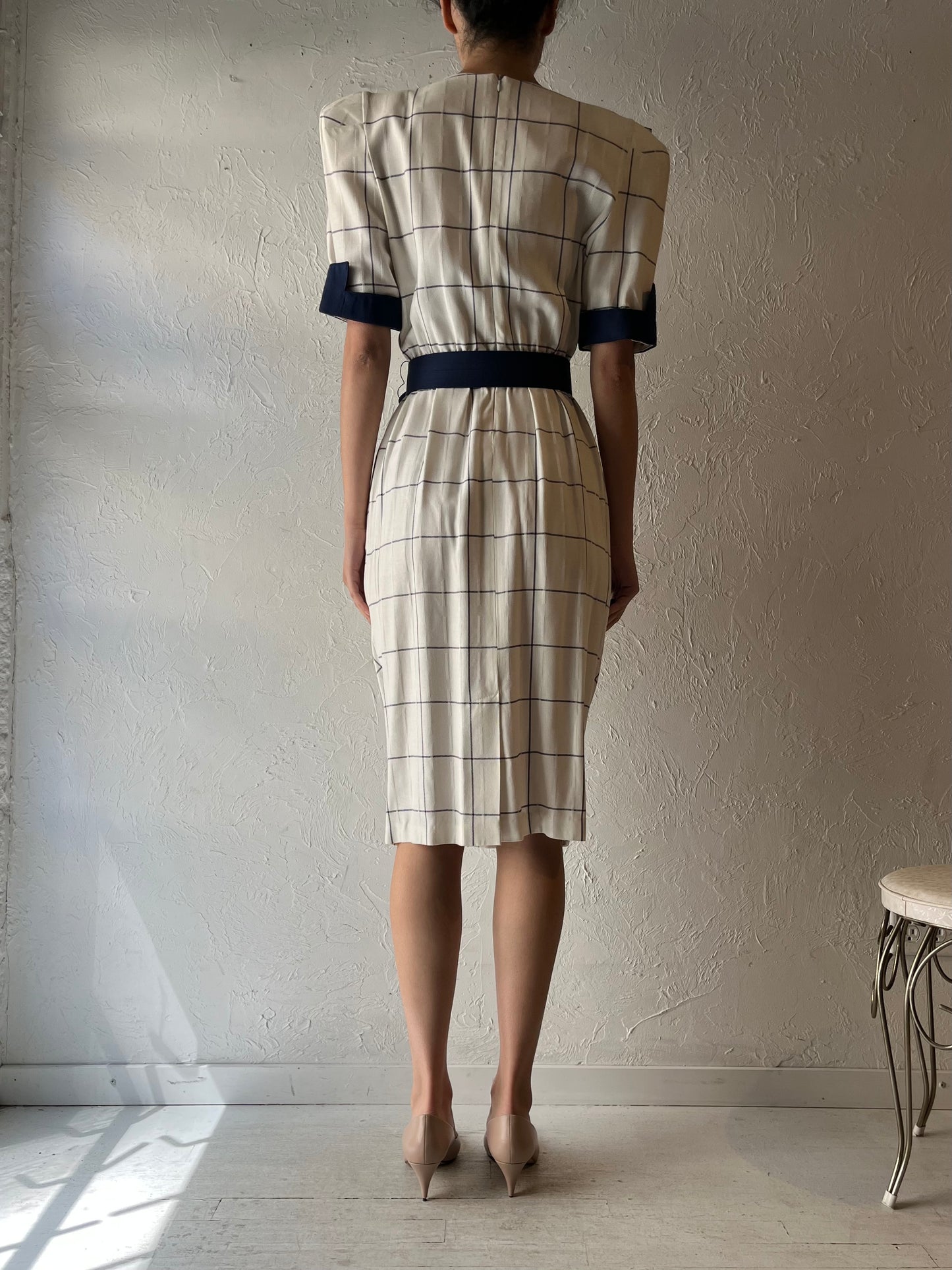 80s 'Billie' Collared Midi Dress / Medium