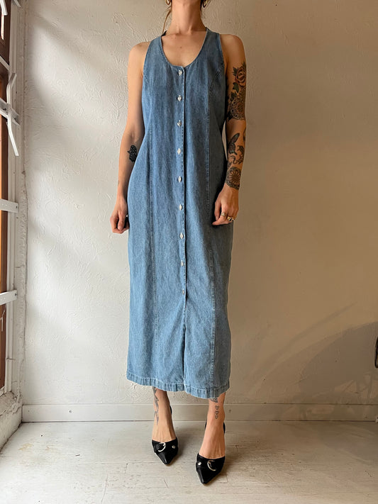90s 'Scarlet' Denim Dress / Medium