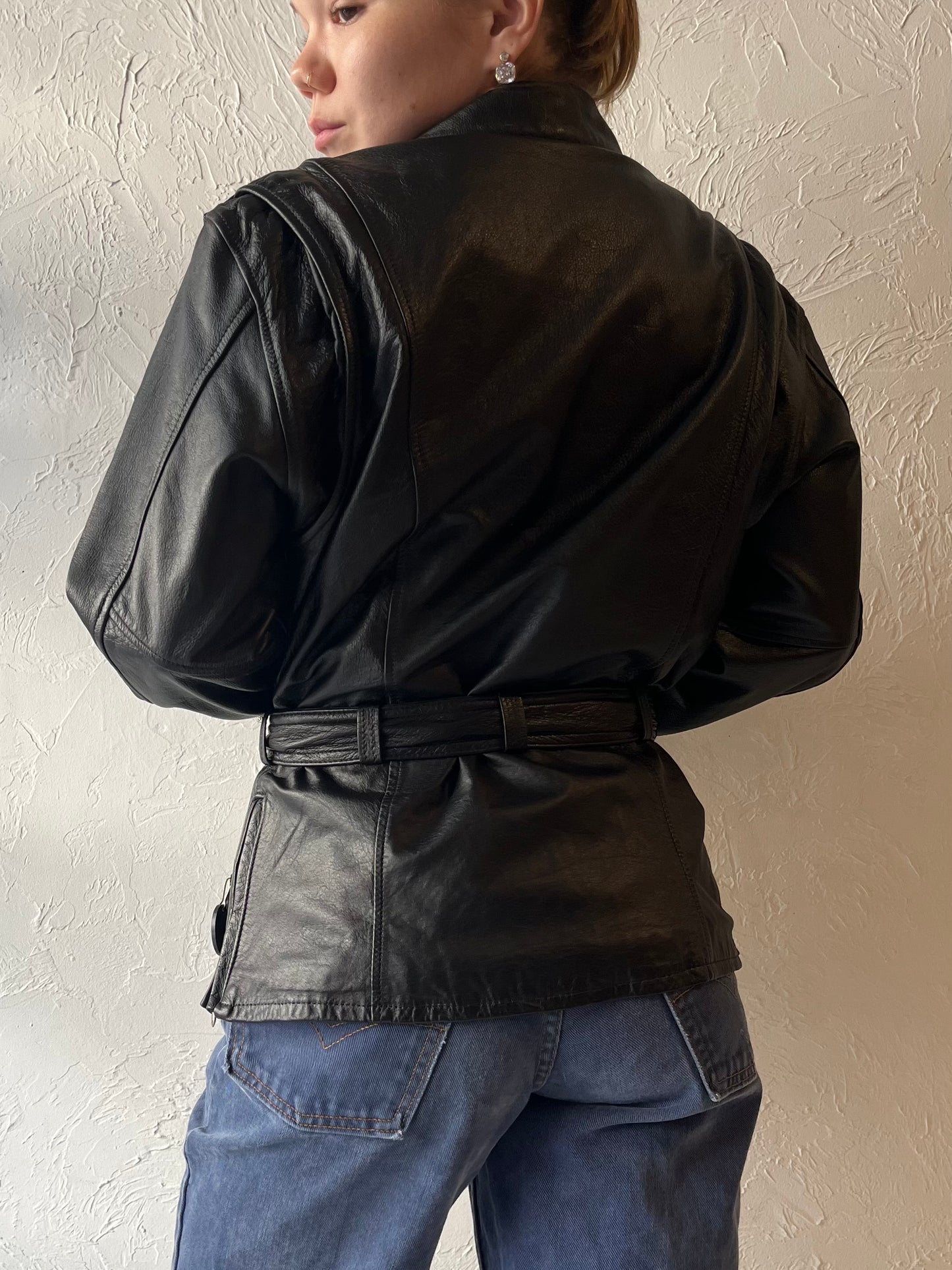 Y2k 'Harley Davidson' Black Leather Moto Jacket / Small