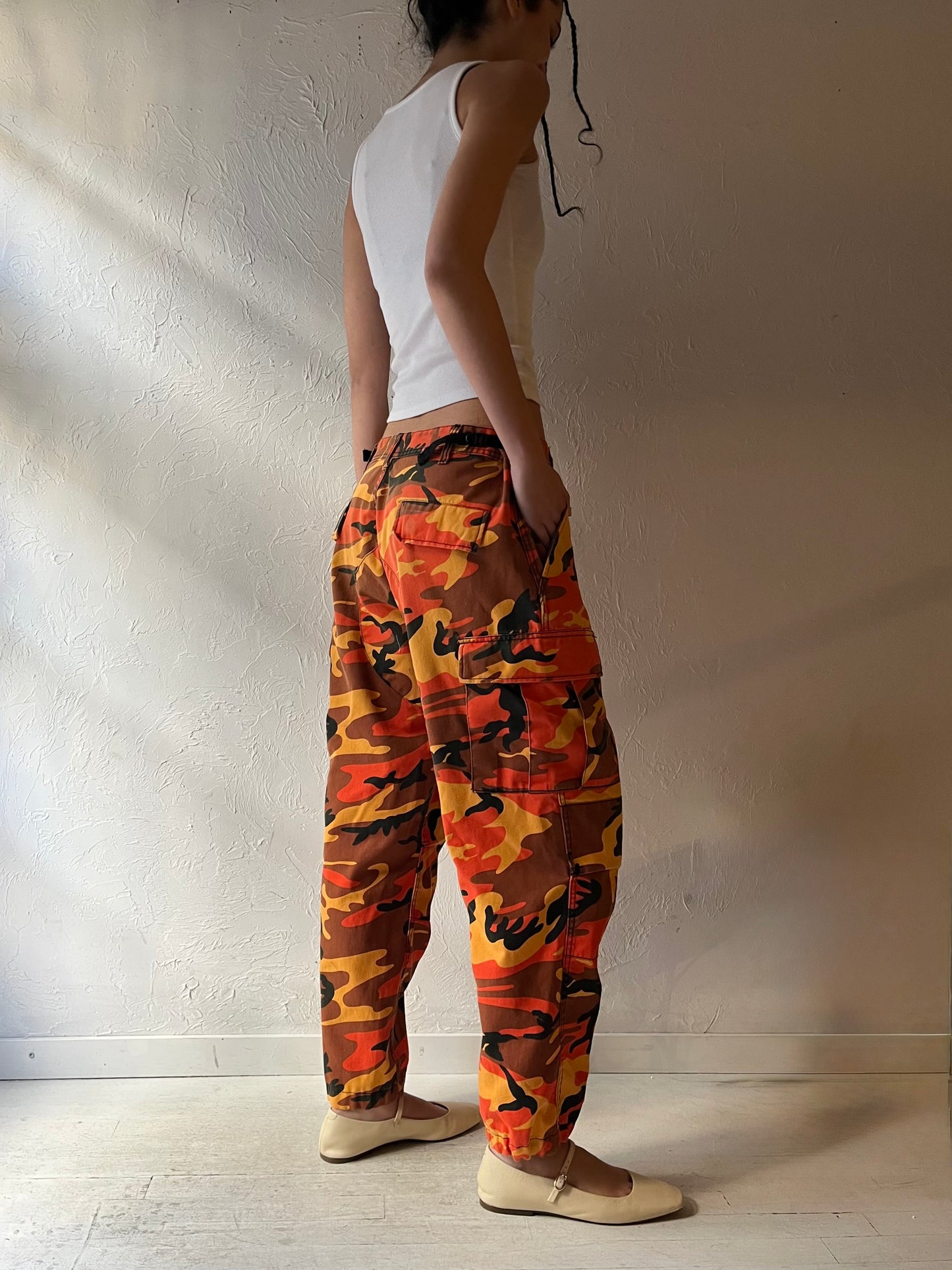 Y2K Authentic Army Orange Camouflage Pants / Medium
