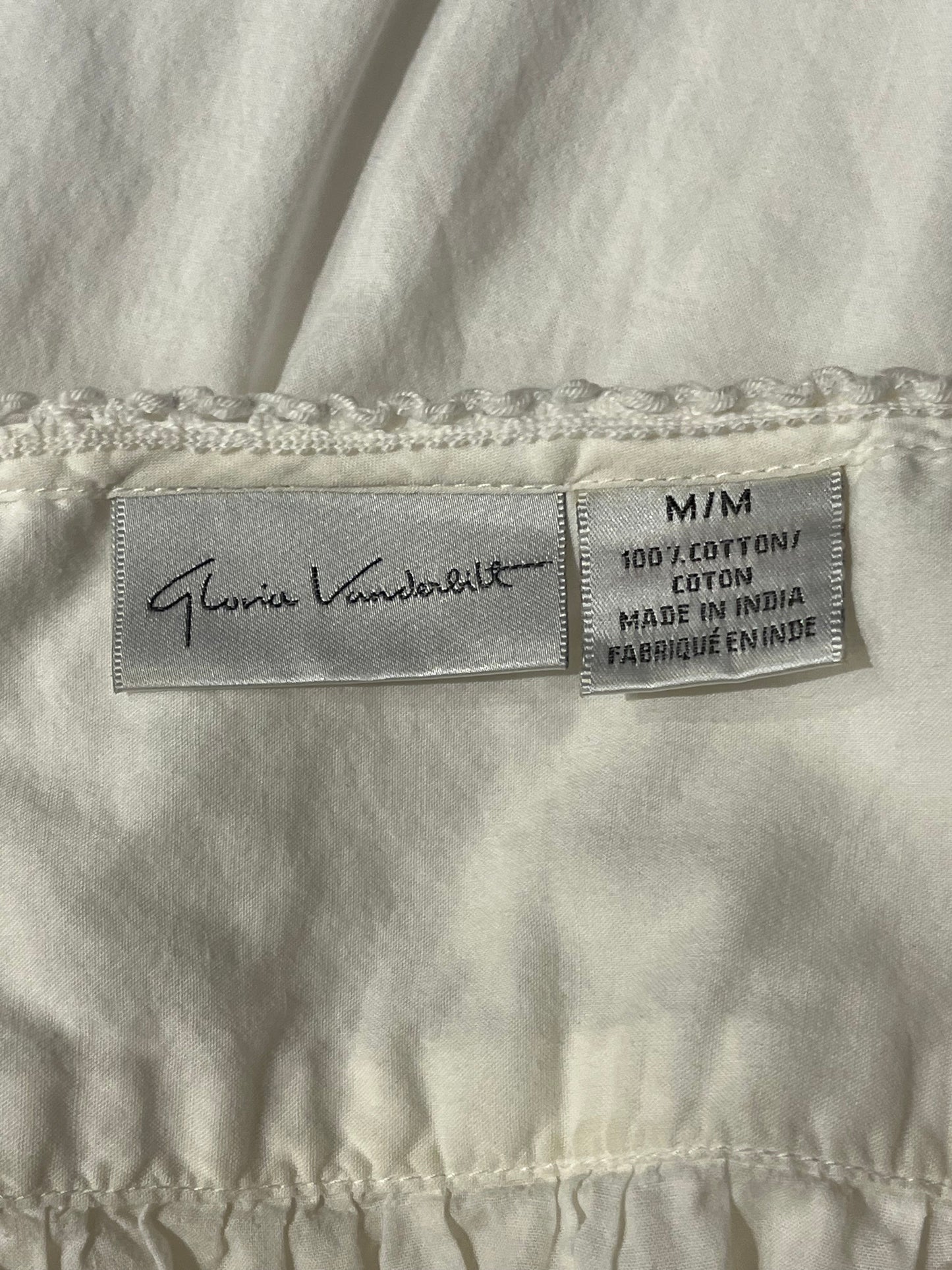 90s 'Gloria Vanderbilt' White Cotton Dress / Medium