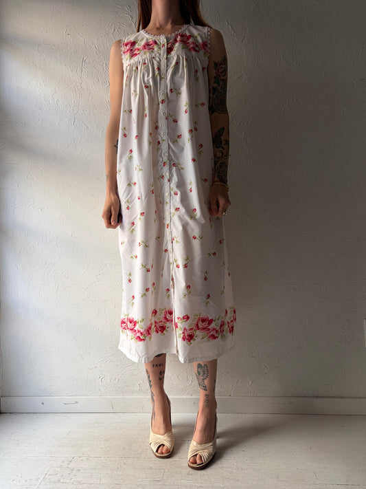 Y2k 'Outline' White Button Up Floral Maxi Dress / Small
