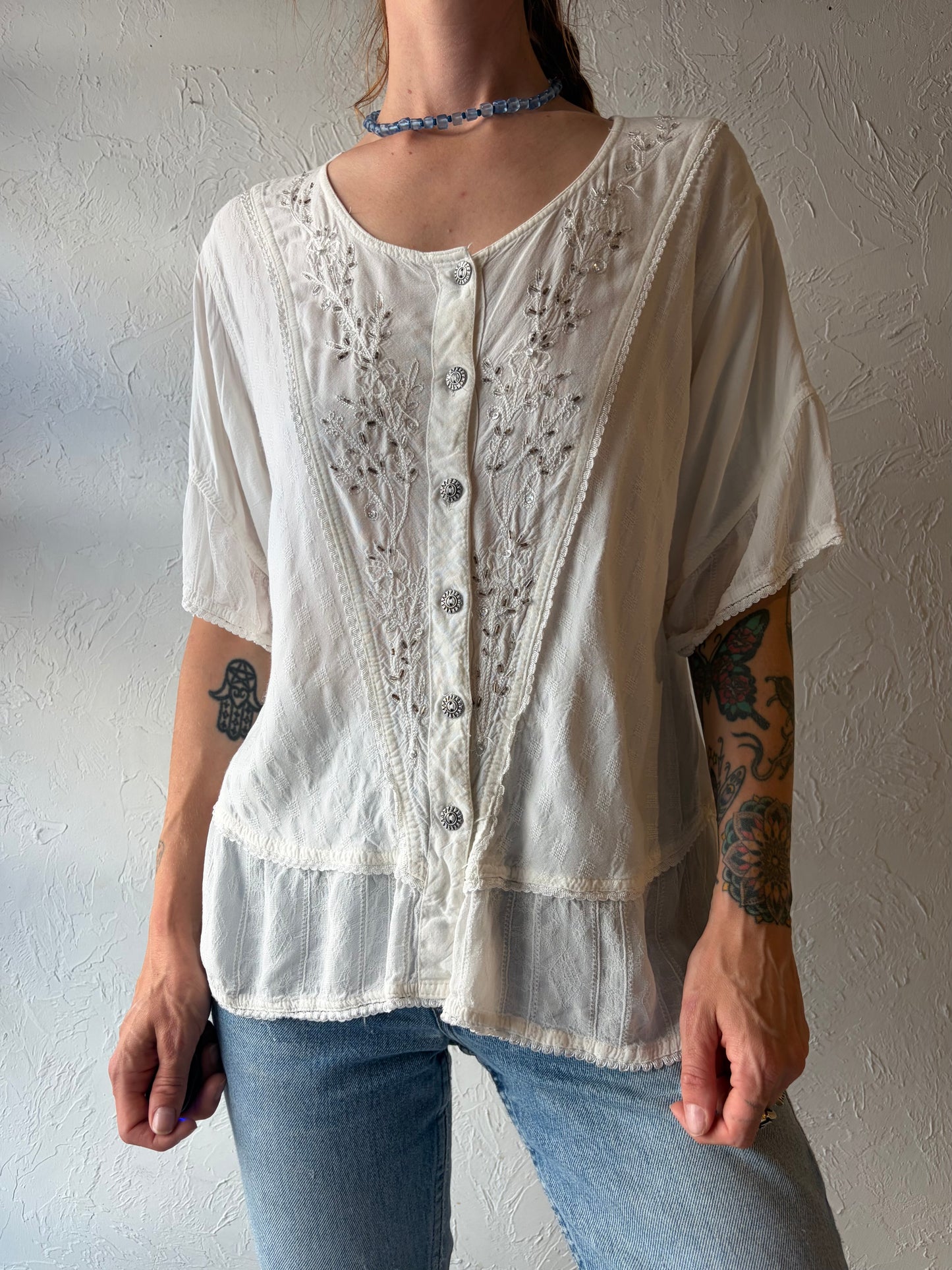 Vintage White Fairycore Top / Medium
